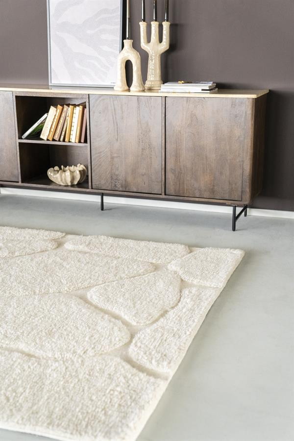 By-Boo Vloerkleed 'Kala' Wol, 160 x 230cm, kleur Off White