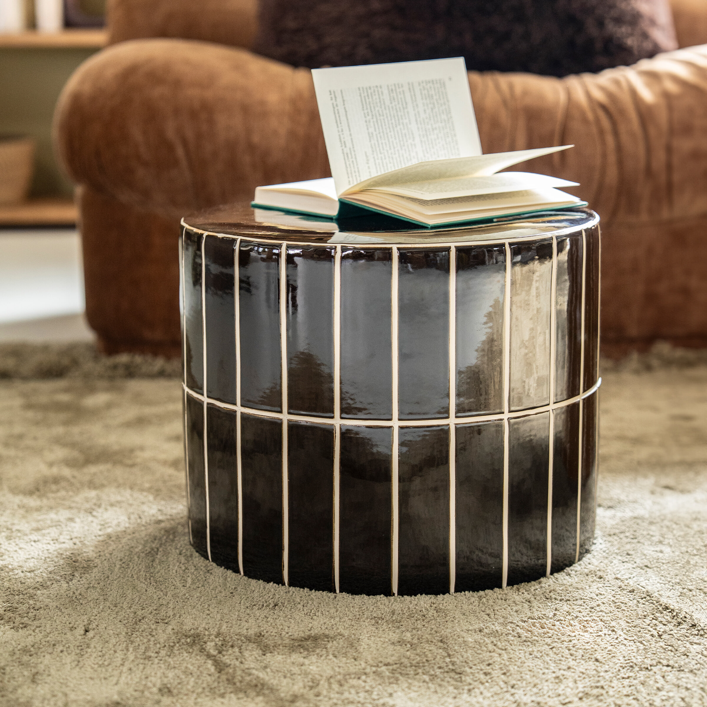 By-Boo Ronde Bijzettafel 'TileTastic' Aardewerk, 42cm