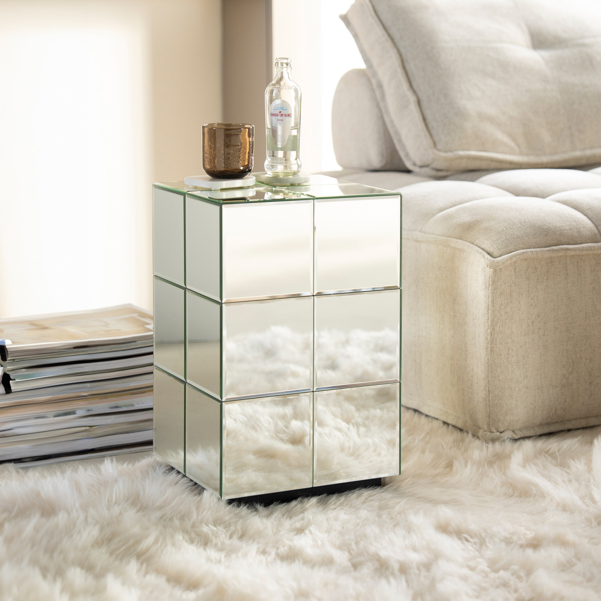 By-Boo Bijzettafel 'Flectron' Glas, 30 x 30cm