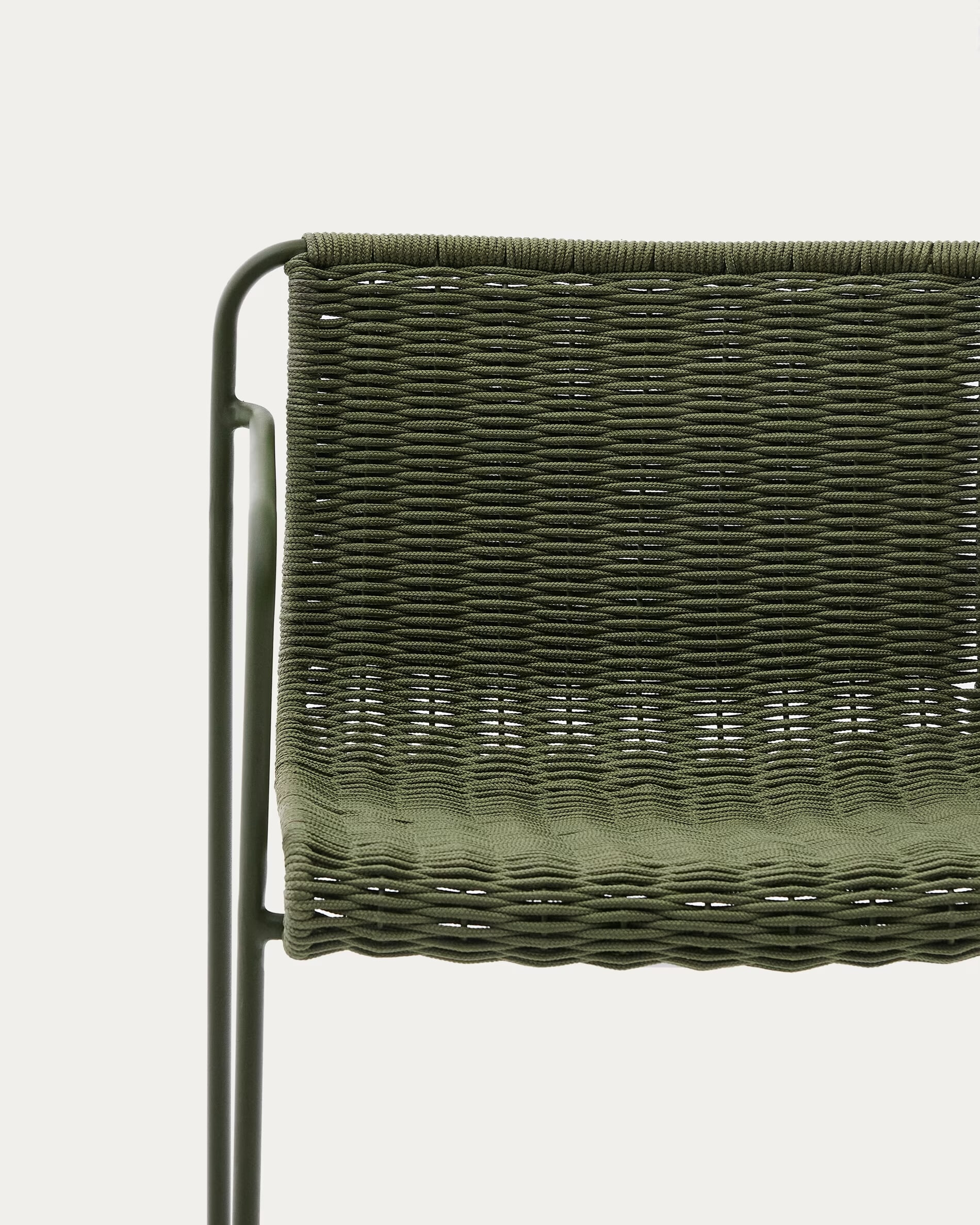 Kave Home Outdoor Barkruk 'Maurina' Touw en staal, kleur Groen (zithoogte 75cm)