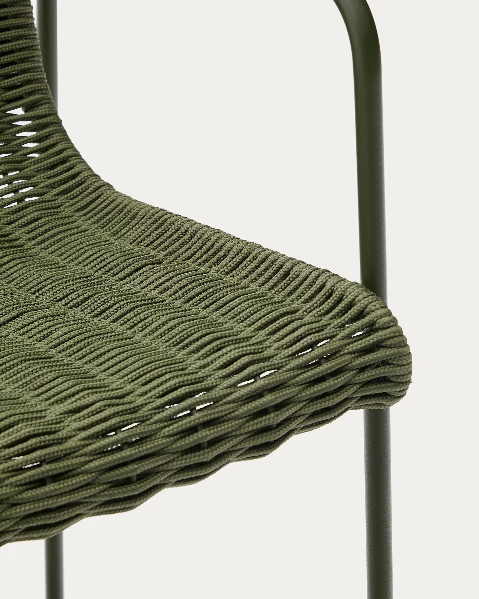 Kave Home Outdoor Barkruk 'Maurina' Touw en staal, kleur Groen (zithoogte 75cm)