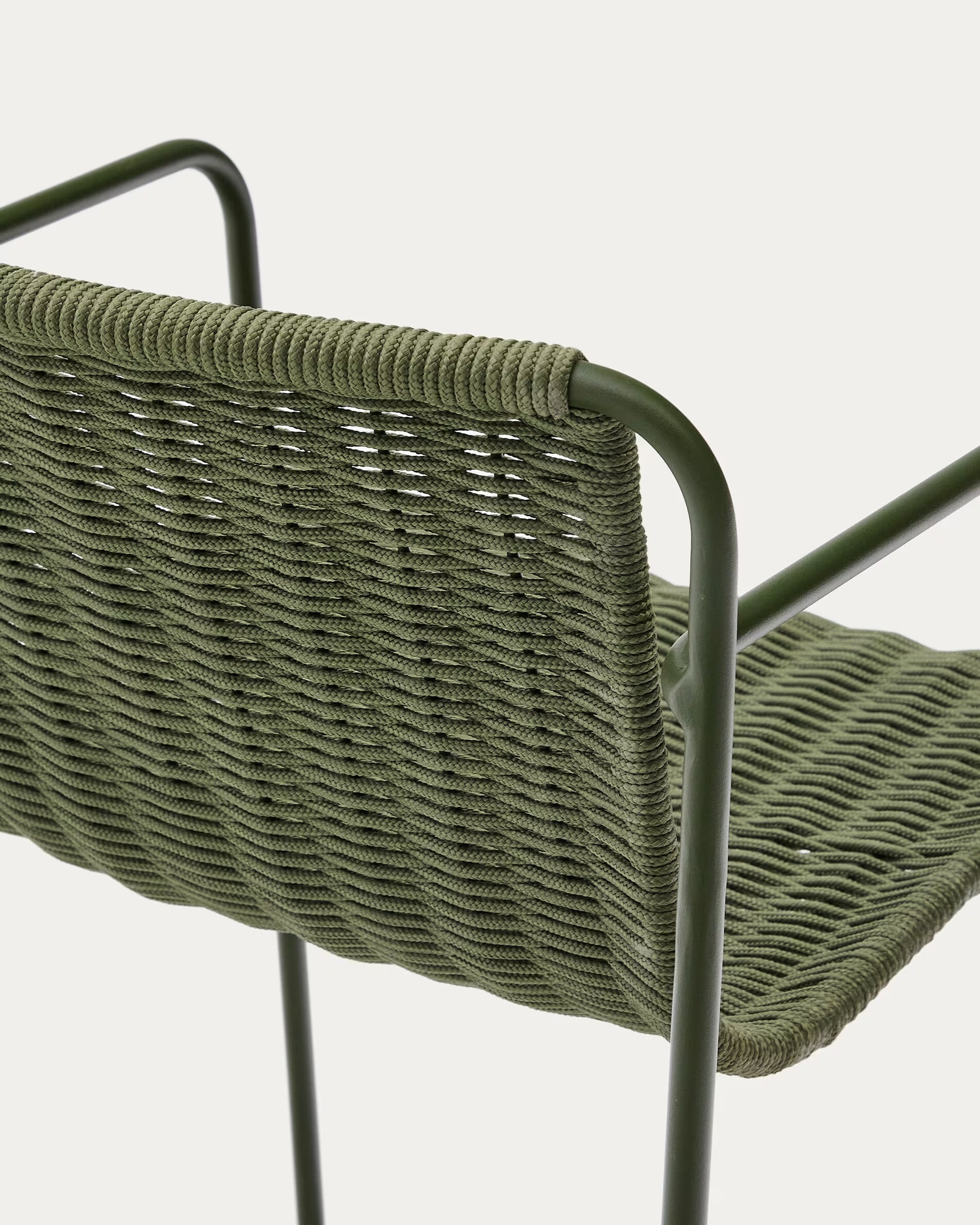Kave Home Outdoor Barkruk 'Maurina' Touw en staal, kleur Groen (zithoogte 75cm)