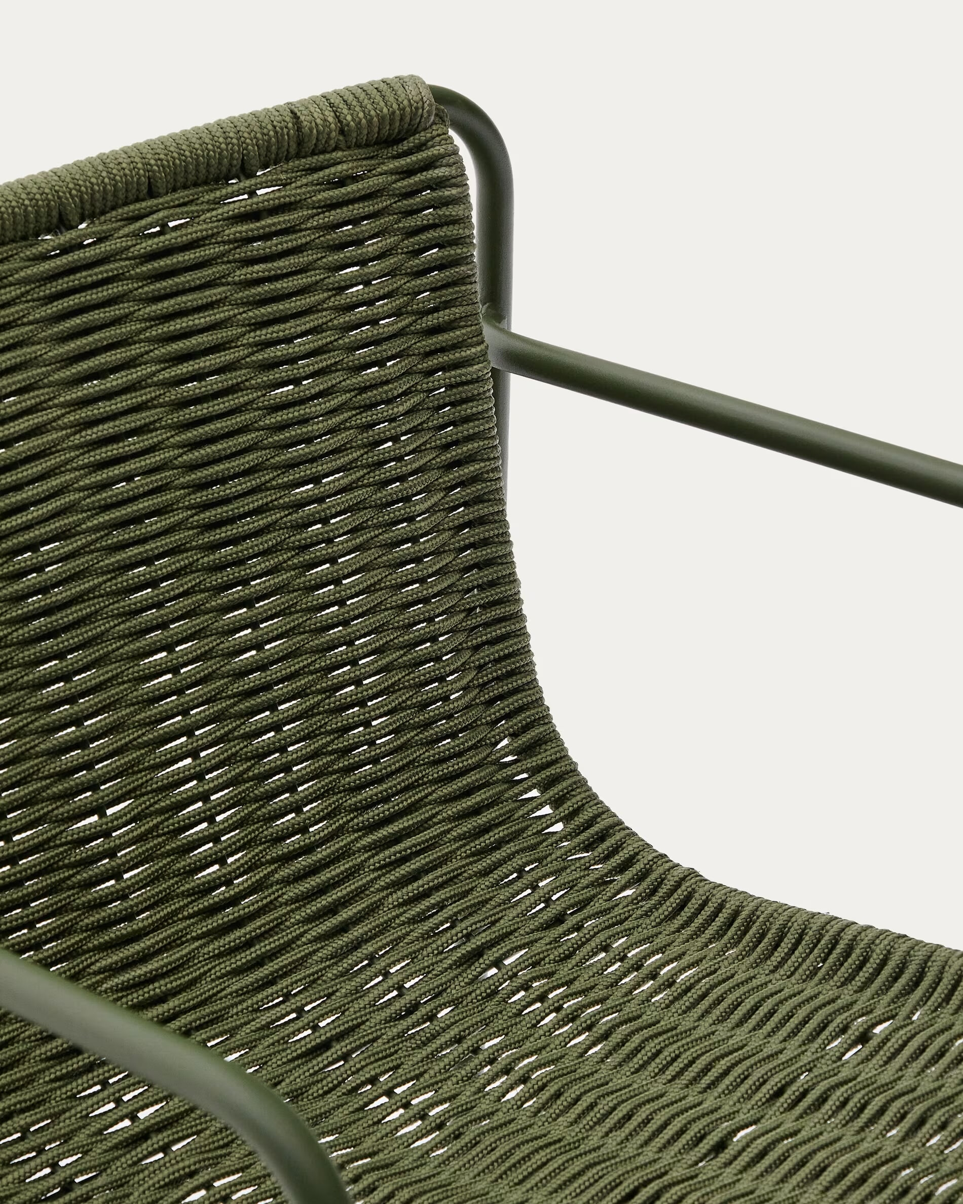 Kave Home Outdoor Barkruk 'Maurina' Touw en staal, kleur Groen (zithoogte 75cm)