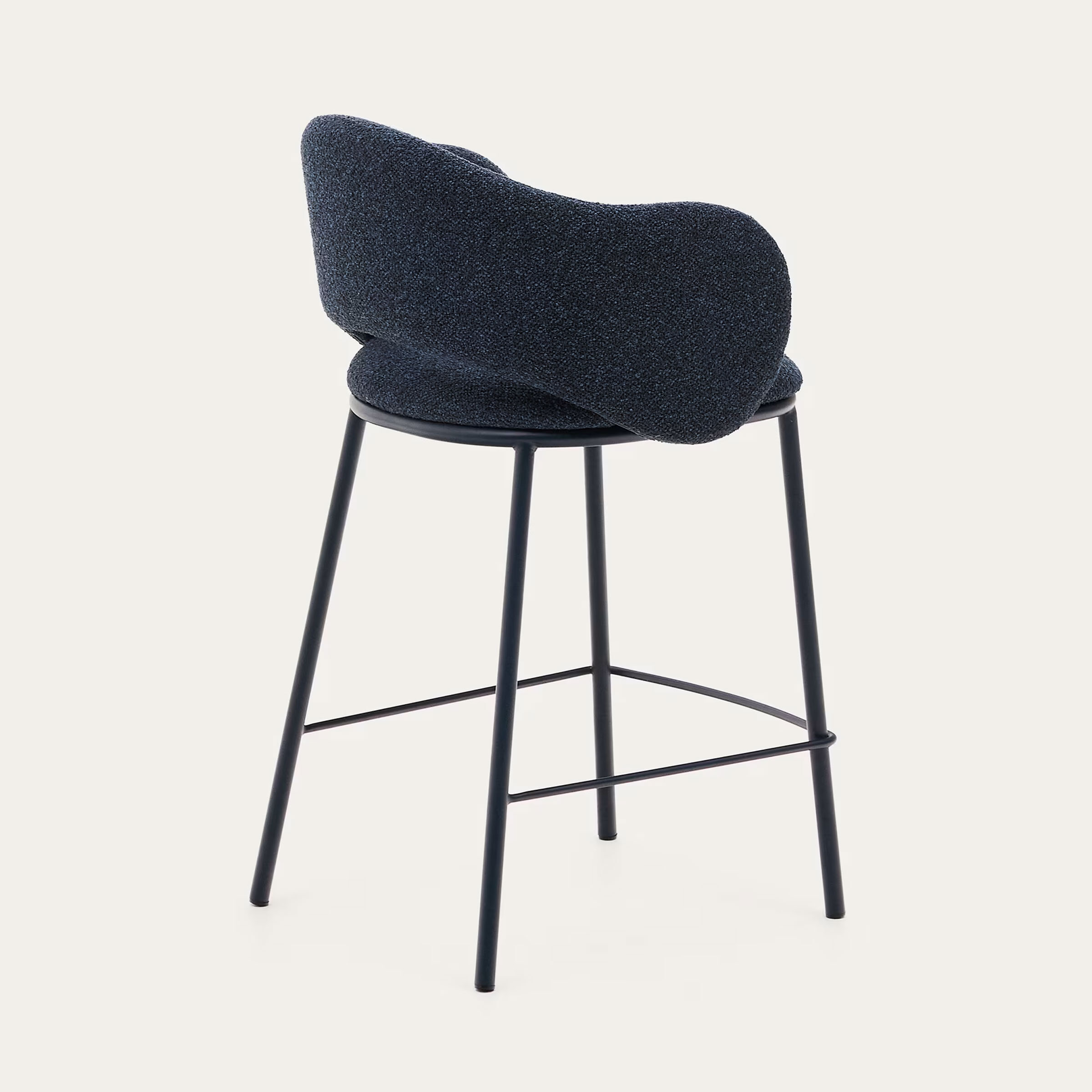 Kave Home Barkruk 'Maina' Chenille, kleur Donkerblauw (zithoogte 65cm)