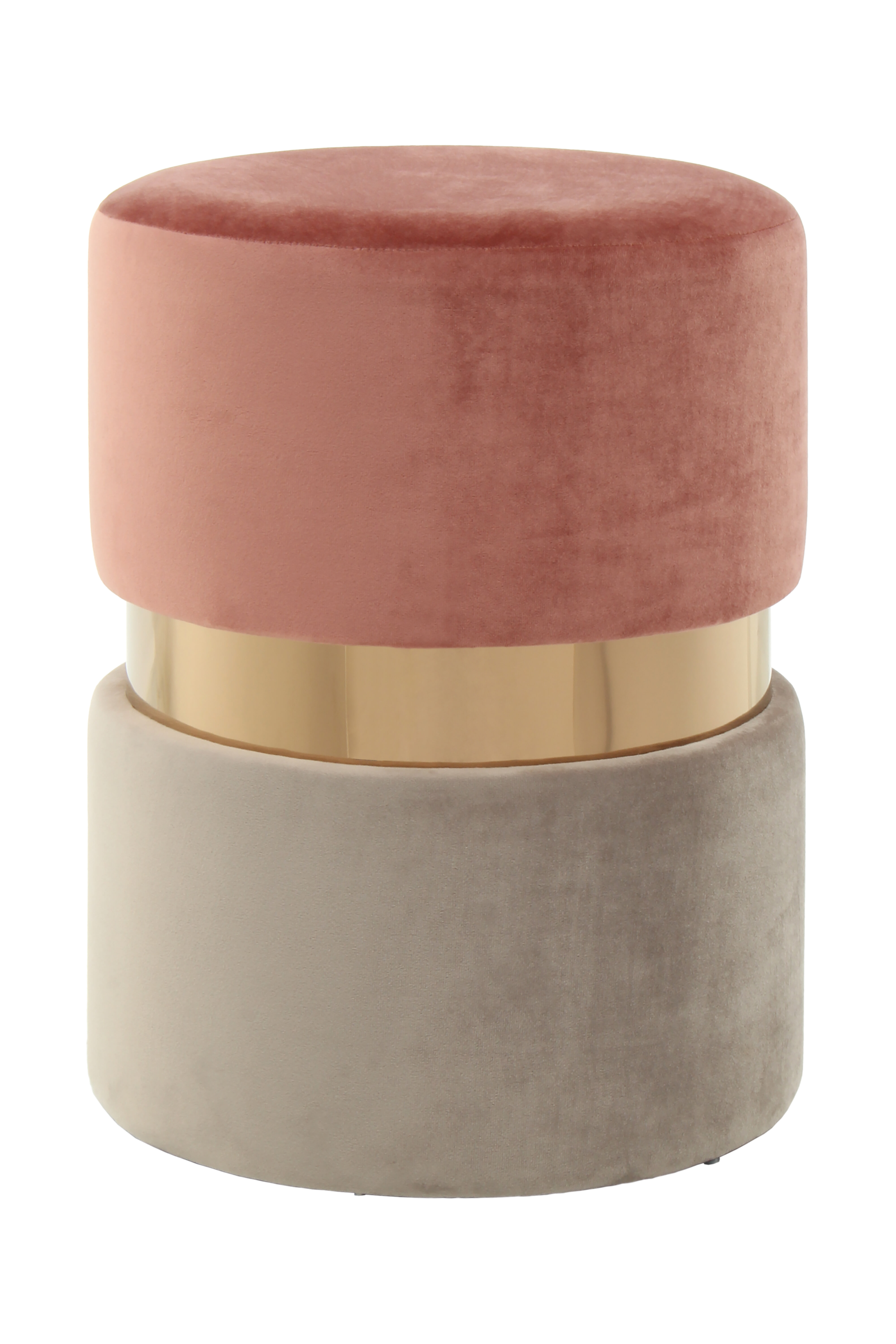 Kayoom Poef 'Zara' 35cm, kleur roze / taupe Kayoom Poef 'Zara' 35cm, kleur roze / taupe