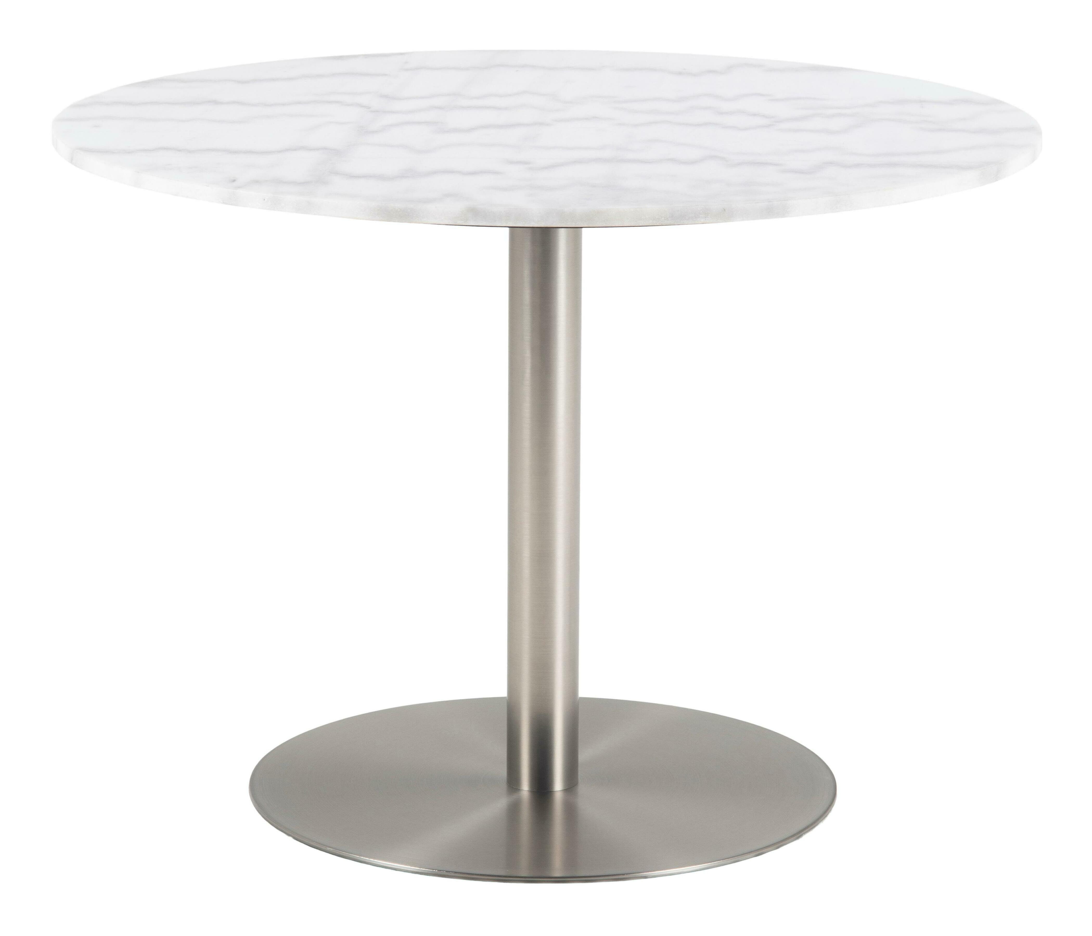 Bendt Ronde Eettafel 'Clement' Ø105cm, Wit Marmer/Chrome, kleur Wit / Chroom Bendt Ronde Eettafel 'Clement' Ø105cm, Wit Marmer/Chrome, kleur Wit / Chroom
