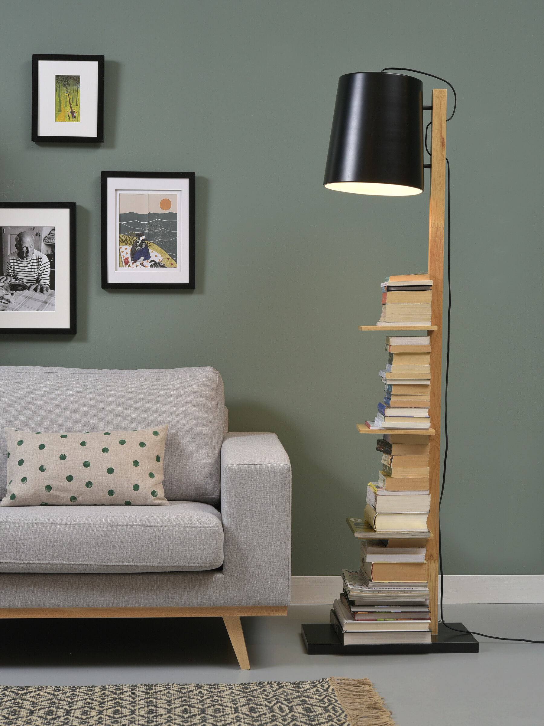 its about RoMi Vloerlamp 'Cambridge' met plankjes, kleur Zwart