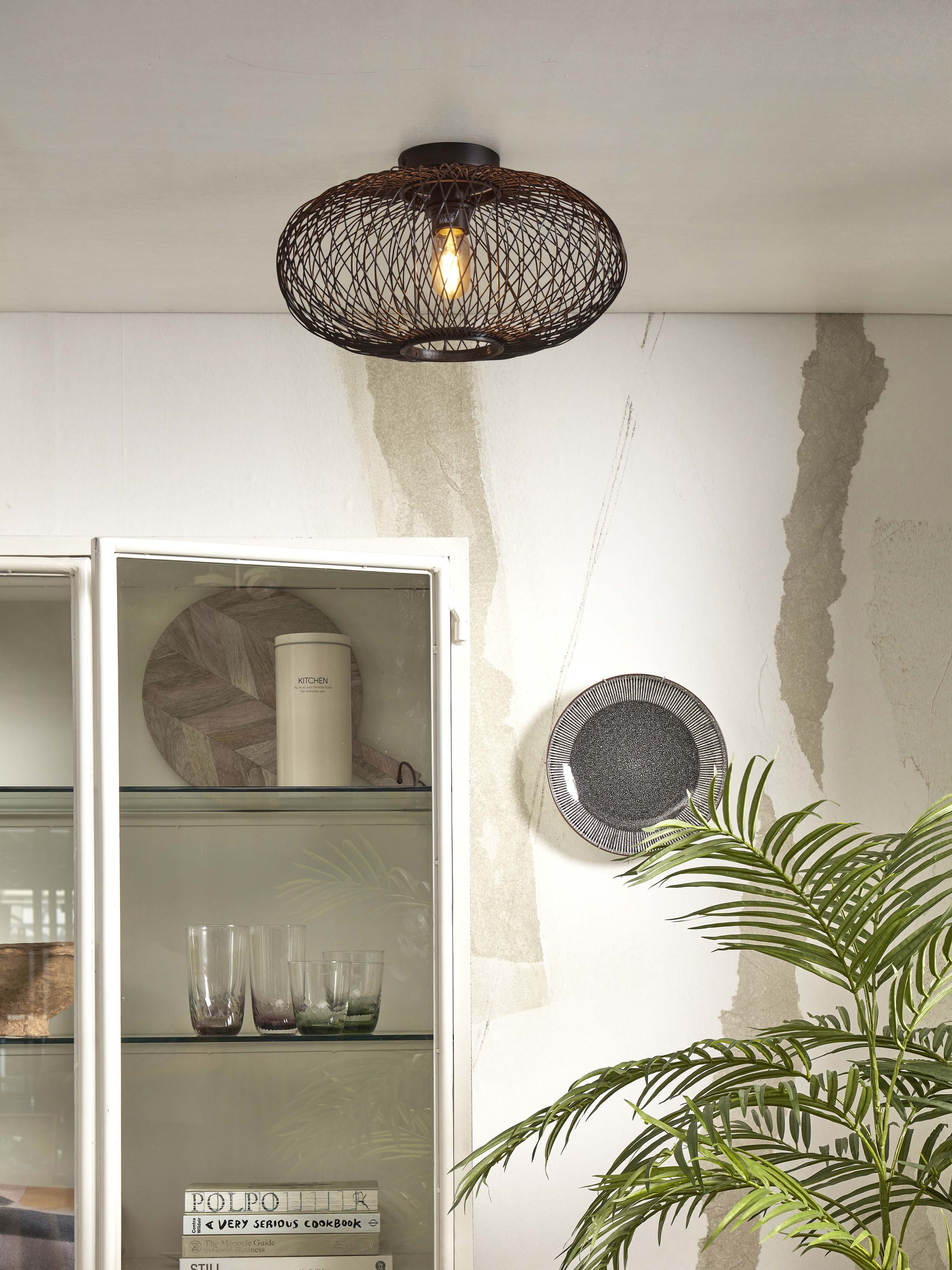 GOOD&MOJO Plafondlamp 'Cango' Bamboe, 40cm, kleur Zwart