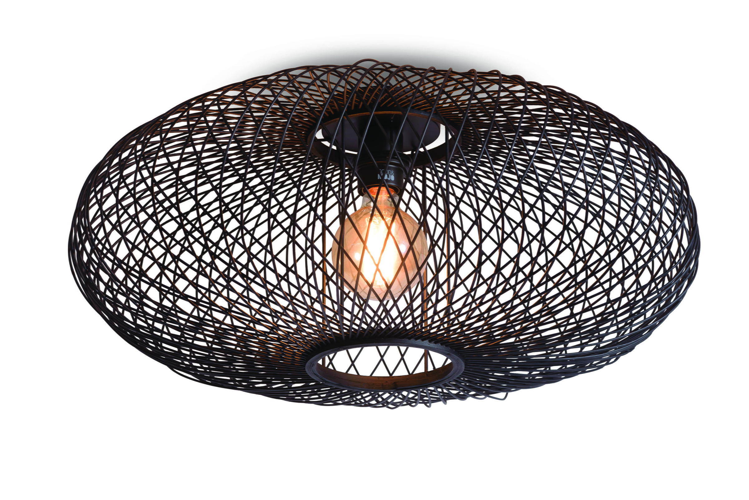 GOOD&MOJO Plafondlamp 'Cango' Bamboe, kleur Zwart