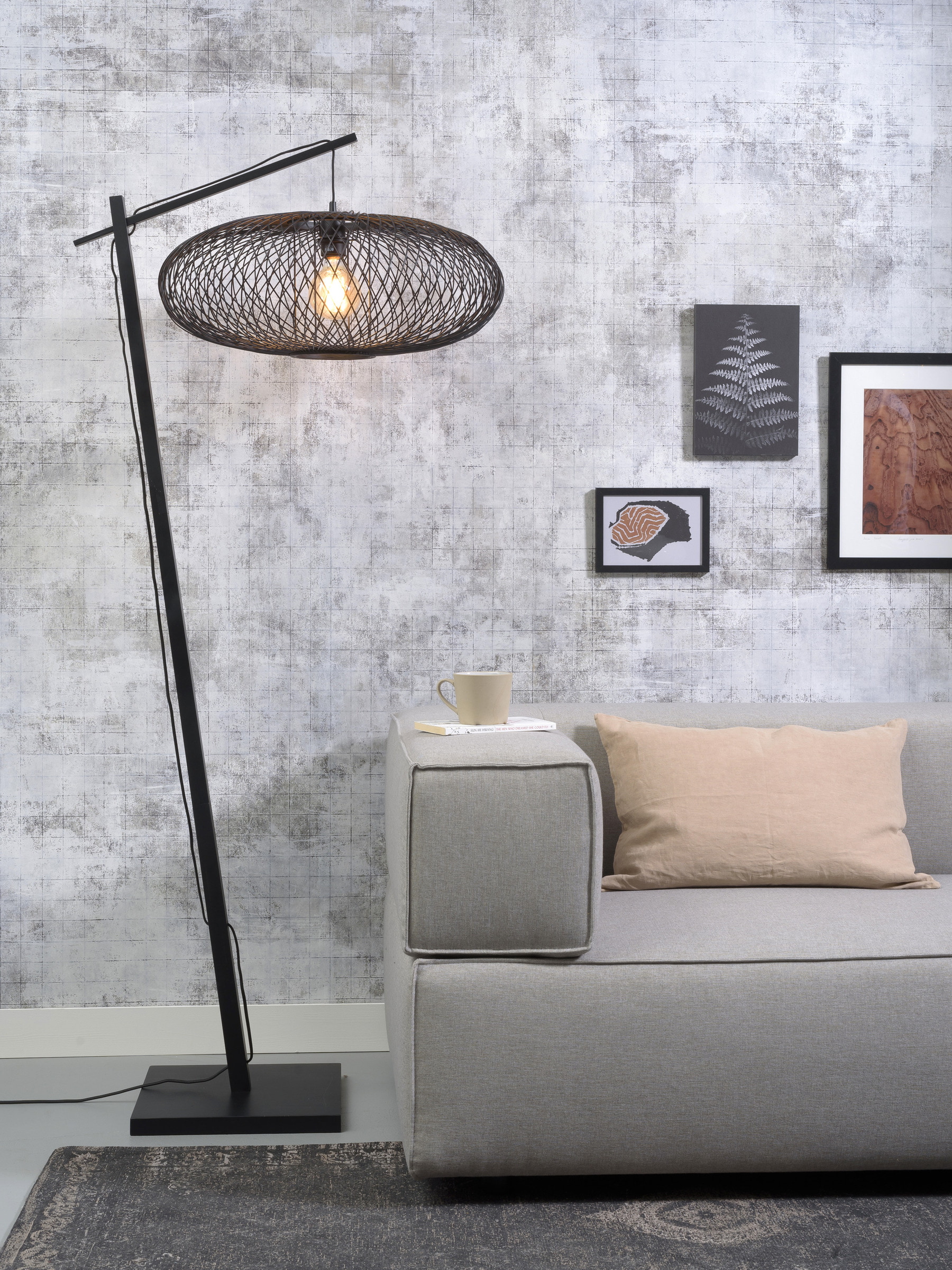 GOOD&MOJO Vloerlamp 'Cango' Bamboe, 176cm, kleur Zwart