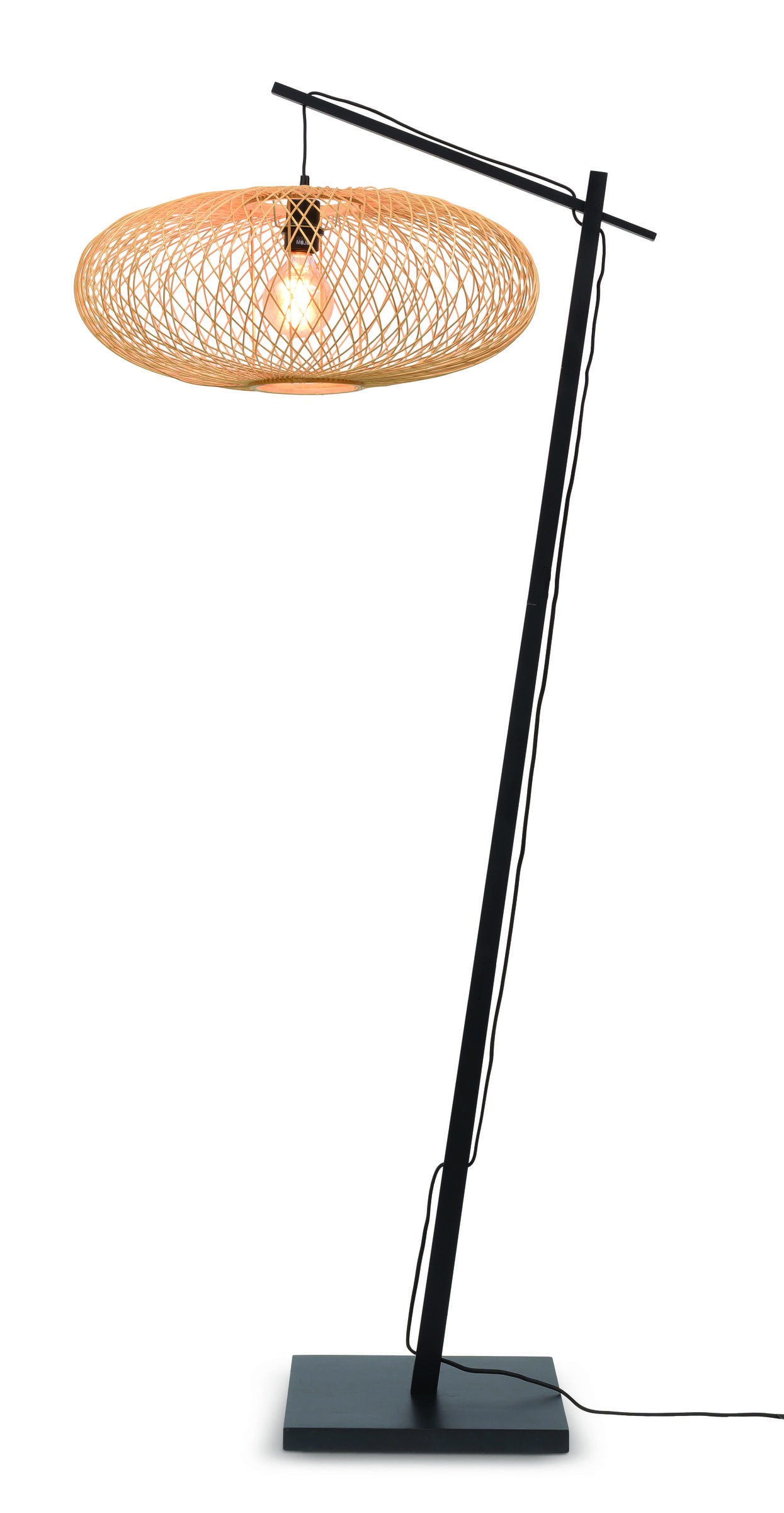 GOOD&MOJO Vloerlamp 'Cango' Bamboe, 176cm, kleur Naturel/Zwart