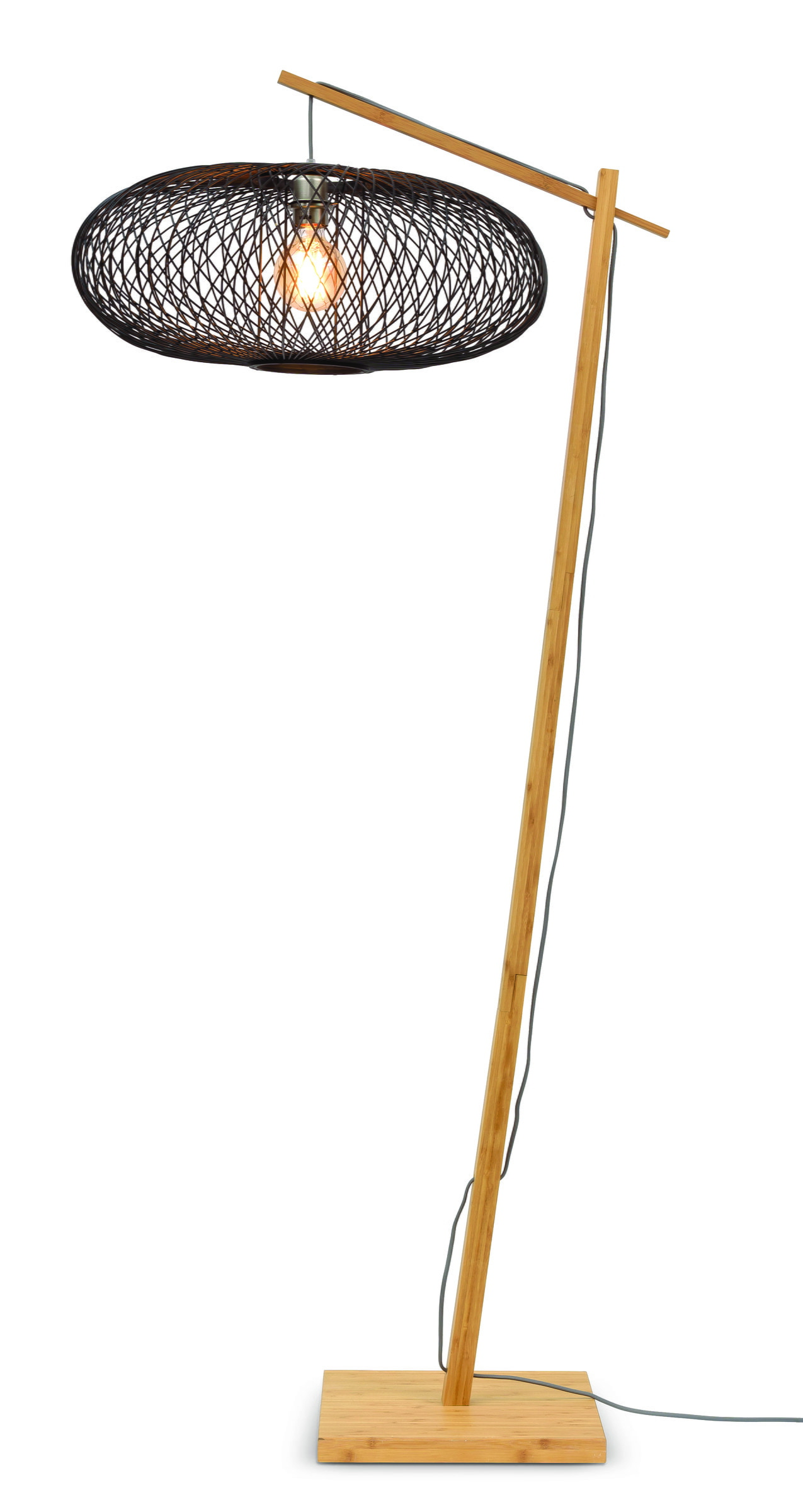 GOOD&MOJO Vloerlamp 'Cango' Bamboe, 176cm, kleur Zwart/Naturel