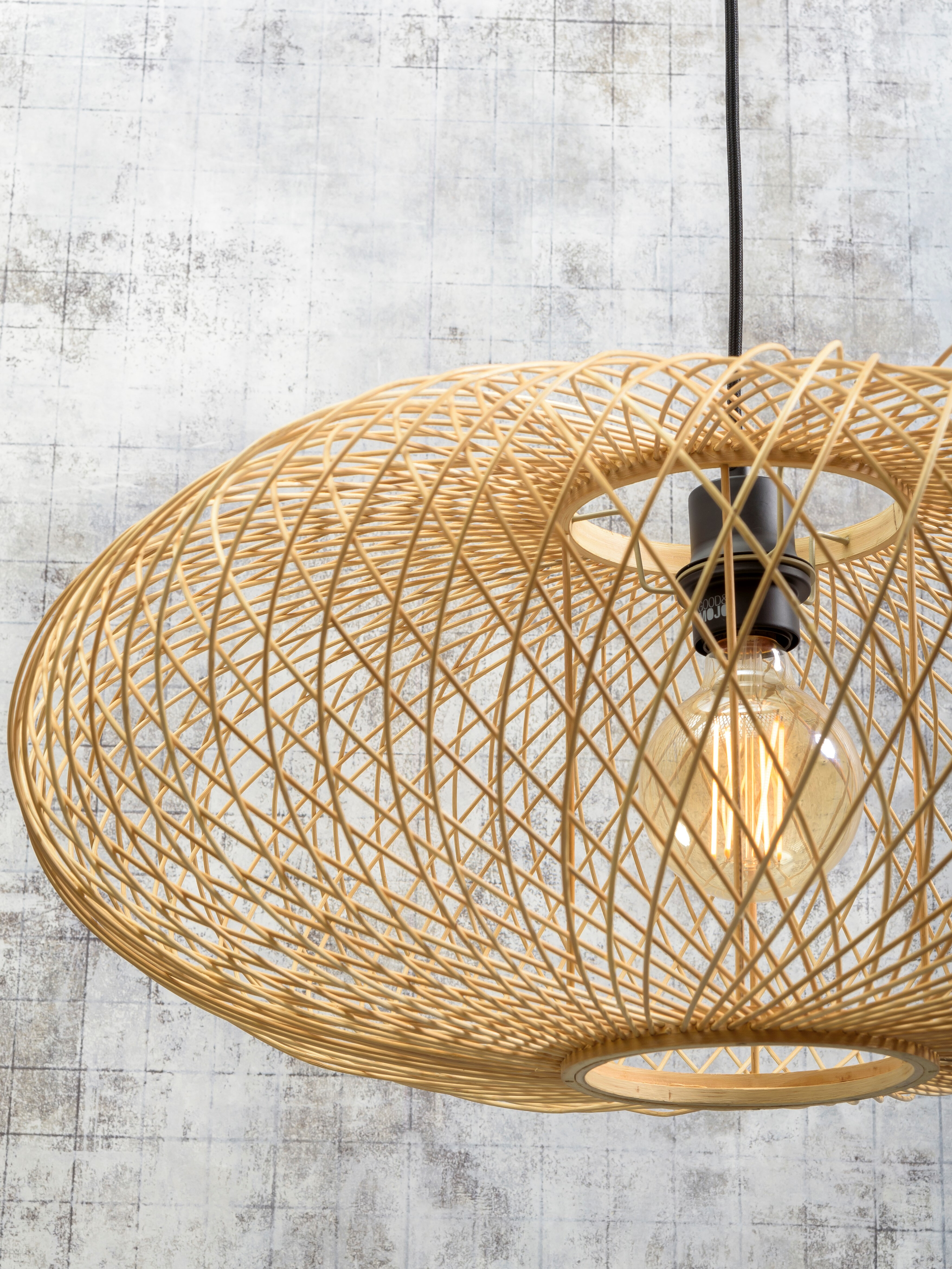 GOOD&MOJO Vloerlamp 'Cango' Bamboe, 176cm, kleur Wit/Naturel