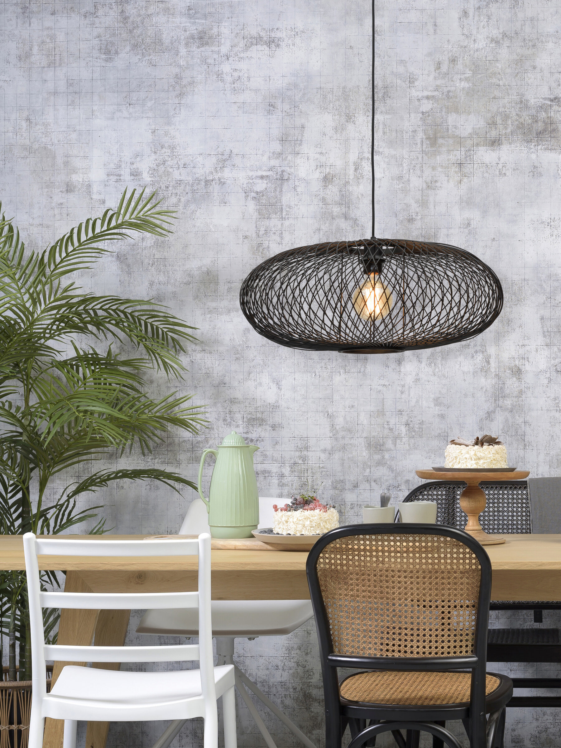 GOOD&MOJO Hanglamp 'Cango' Bamboe, 60cm, kleur Zwart