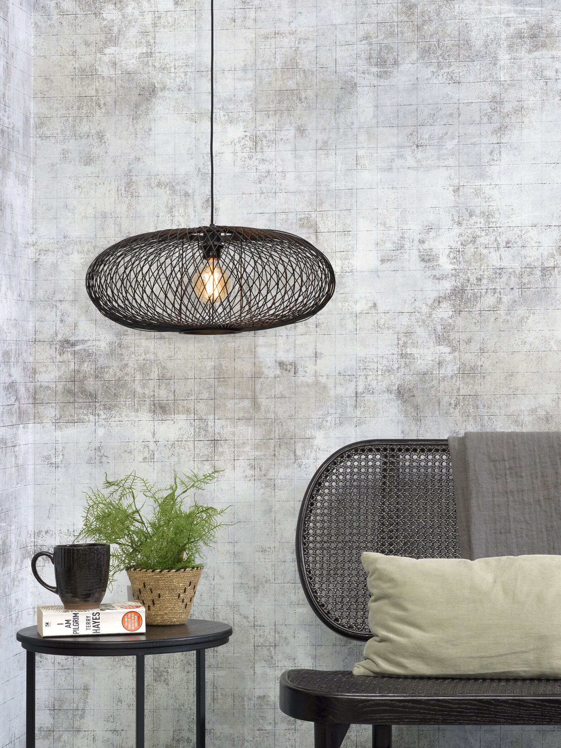 GOOD&MOJO Hanglamp 'Cango' Bamboe, 60cm, kleur Zwart