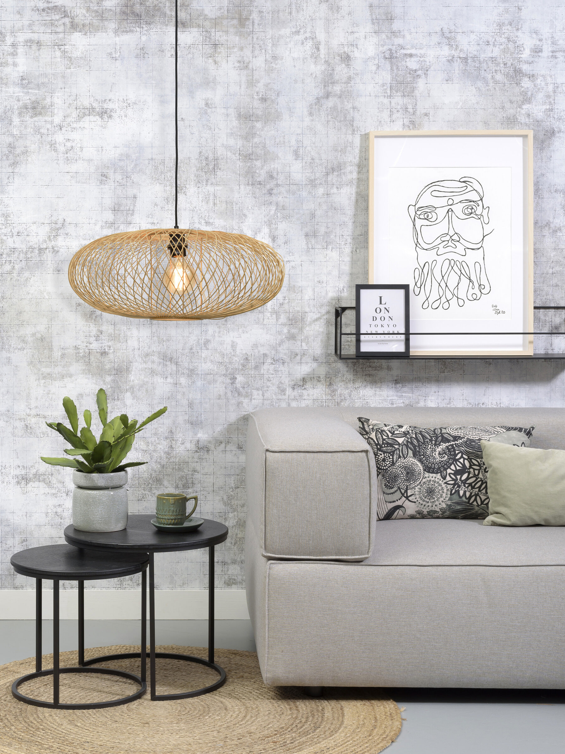 GOOD&MOJO Hanglamp 'Cango' Bamboe, 60cm, kleur Naturel