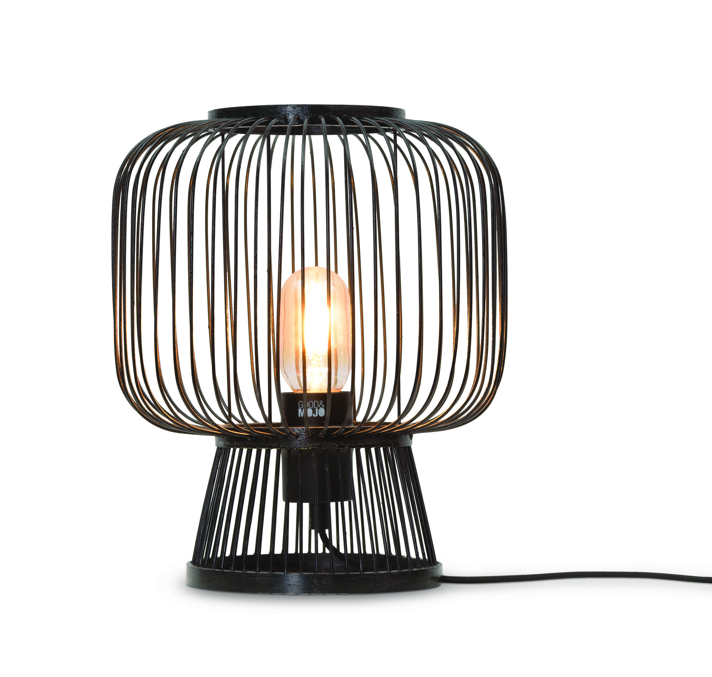 GOOD&MOJO Tafellamp 'Cango' 30cm, Bamboe, kleur Zwart