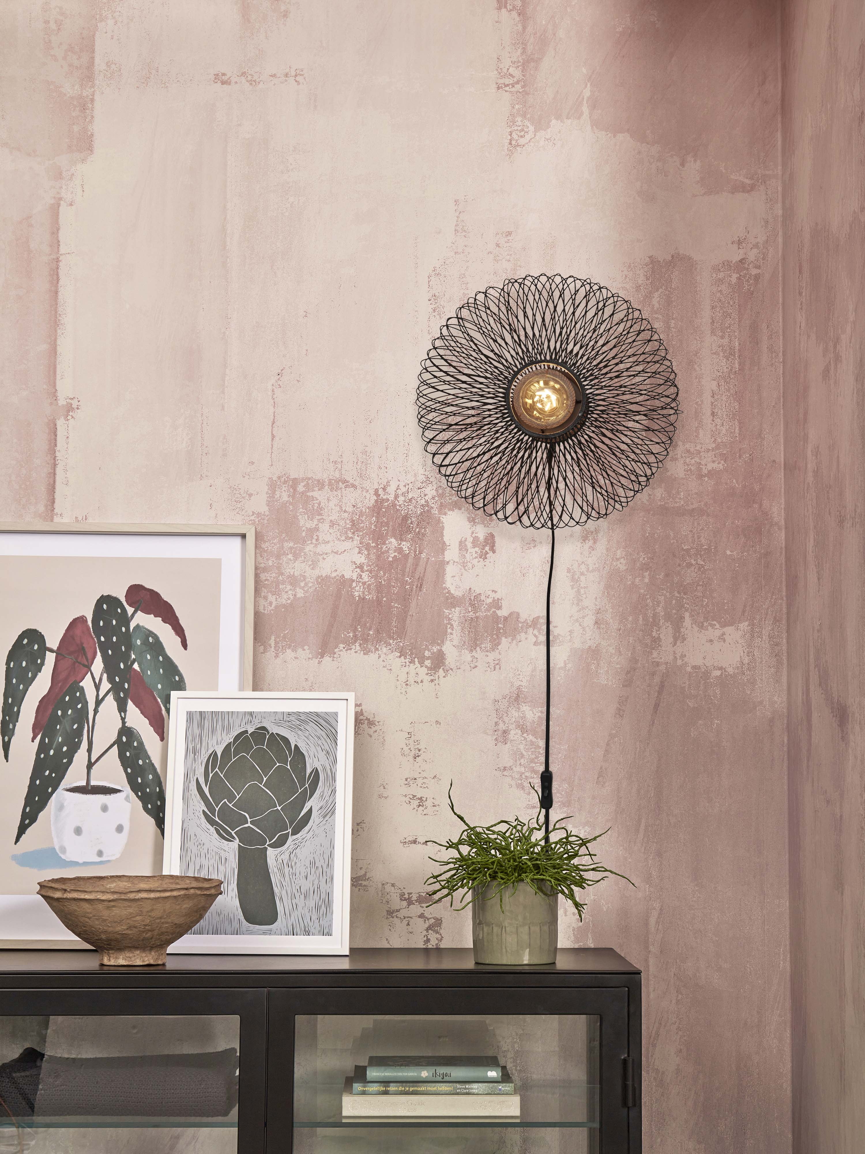 GOOD&MOJO Wandlamp 'Cango' Bamboe, 40cm, kleur Zwart