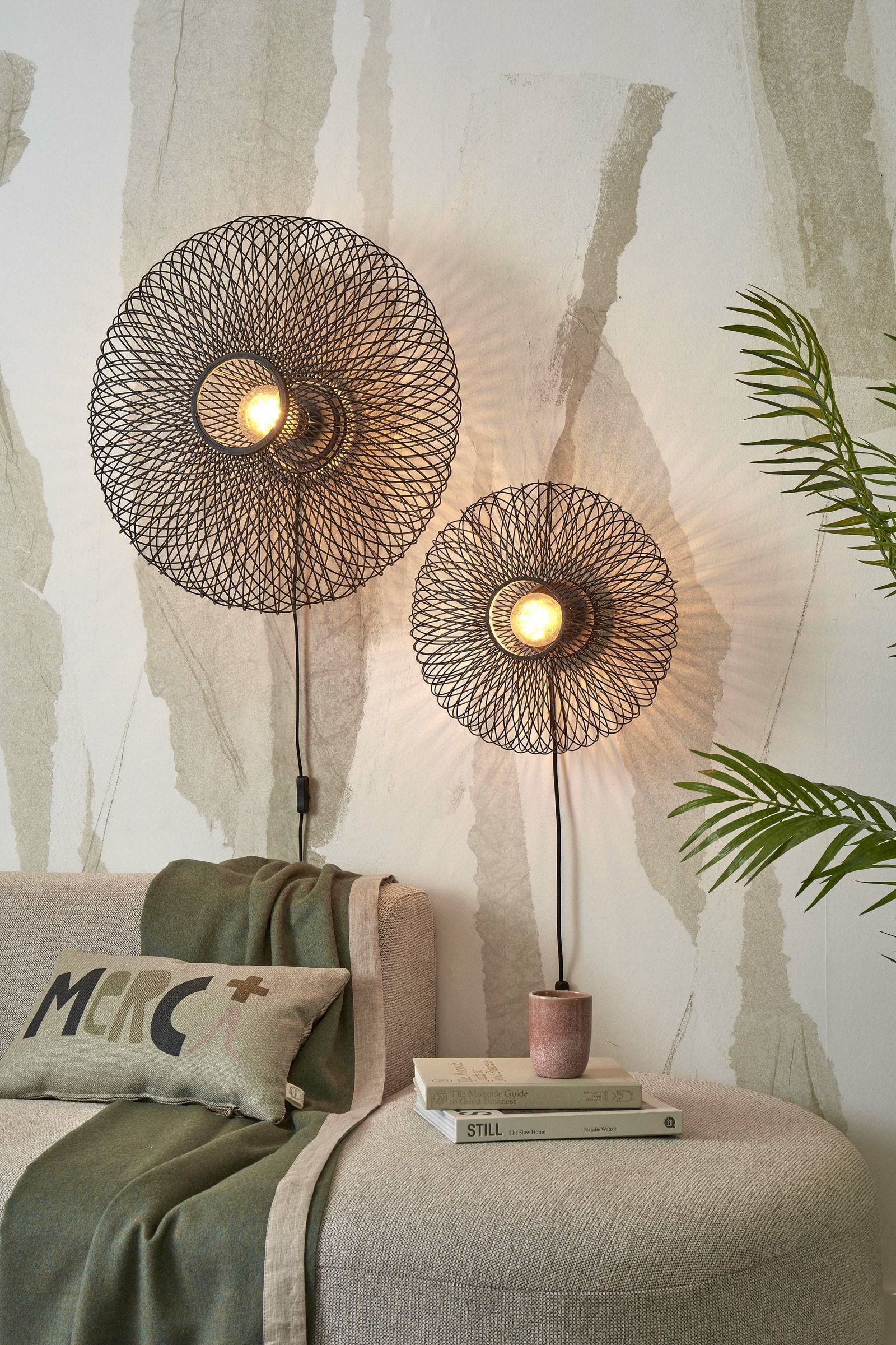 GOOD&MOJO Wandlamp 'Cango' Bamboe, 40cm, kleur Zwart