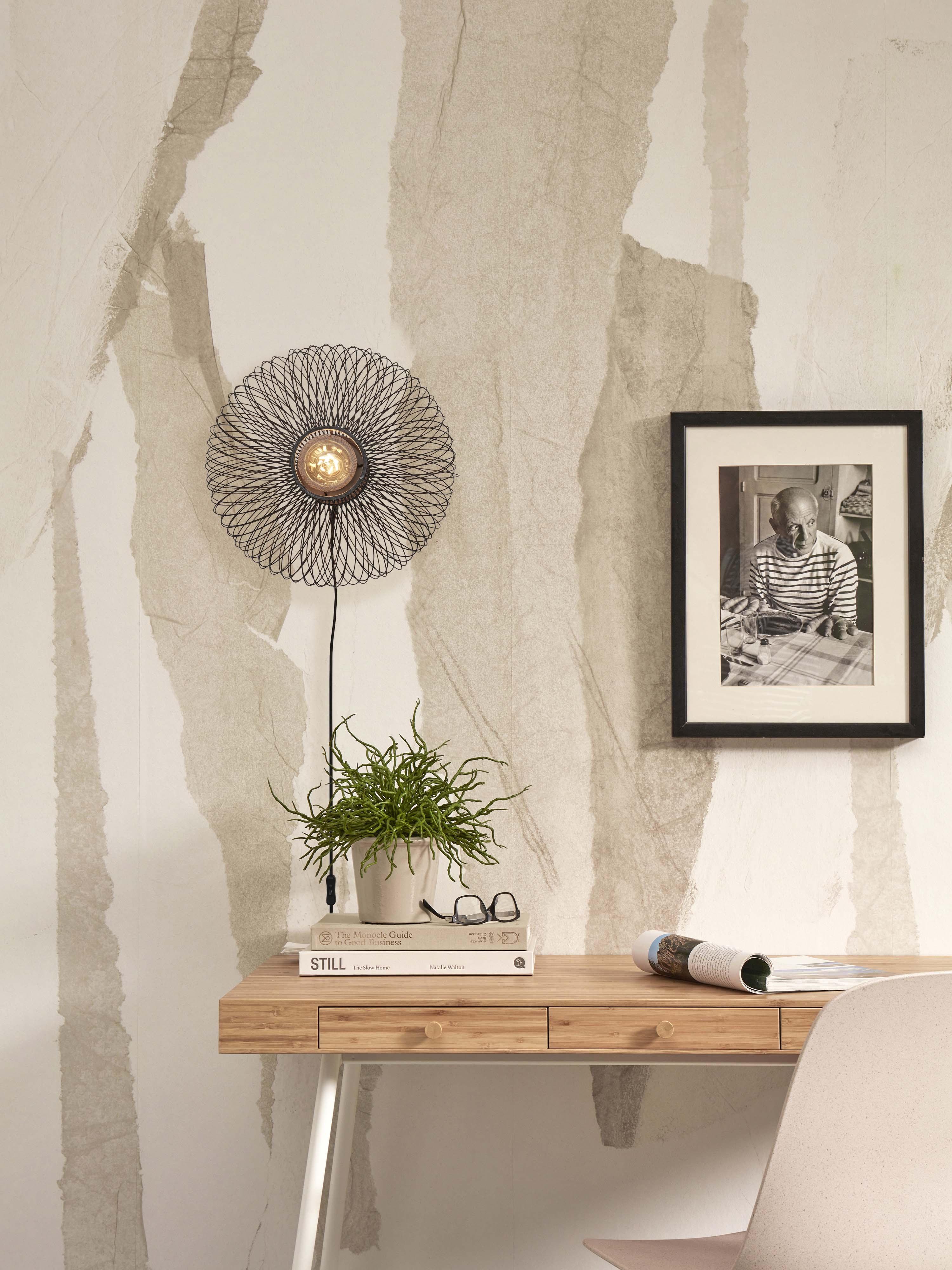 GOOD&MOJO Wandlamp 'Cango' Bamboe, 40cm, kleur Zwart