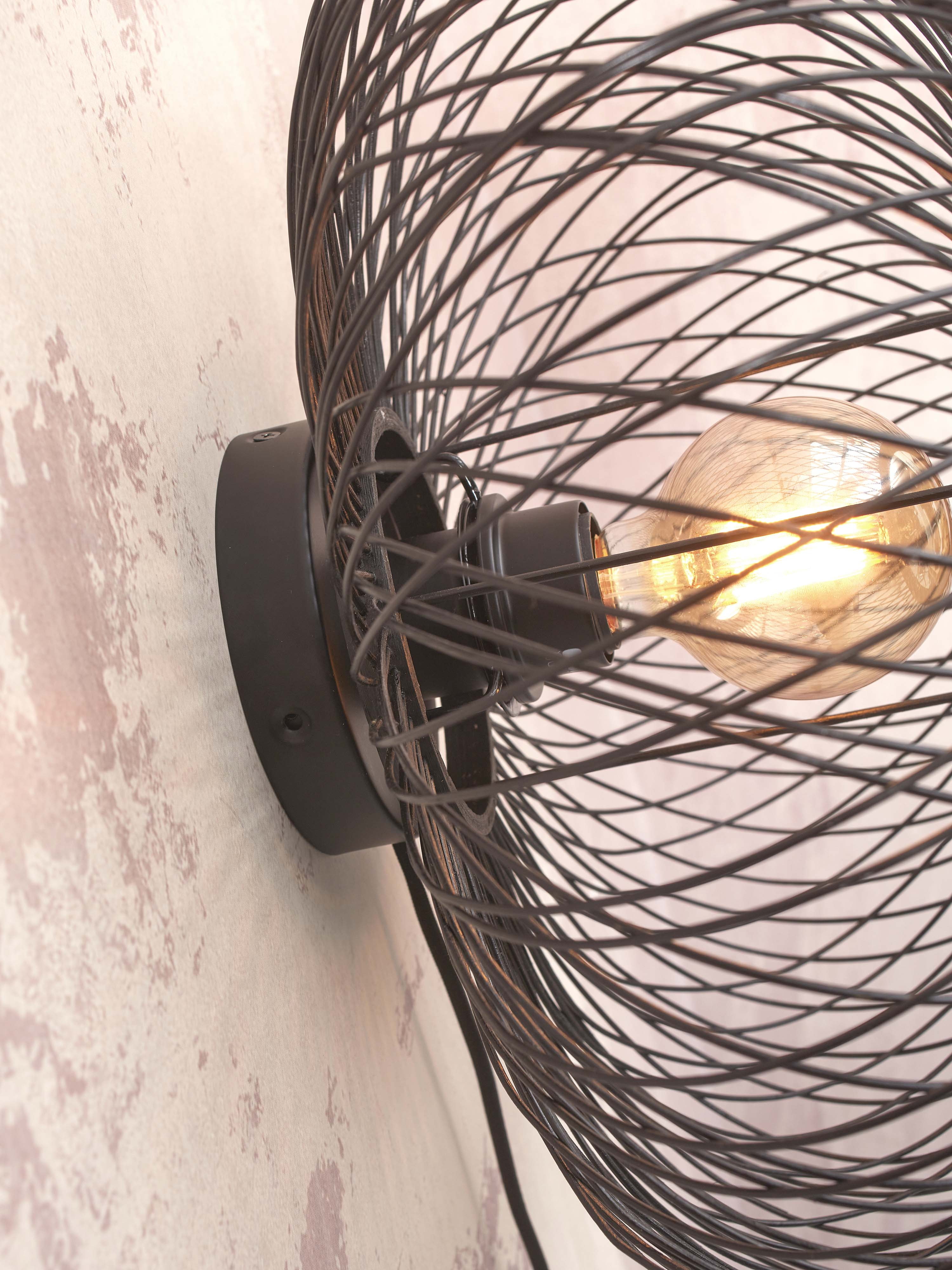 GOOD&MOJO Wandlamp 'Cango' Bamboe, 40cm, kleur Zwart