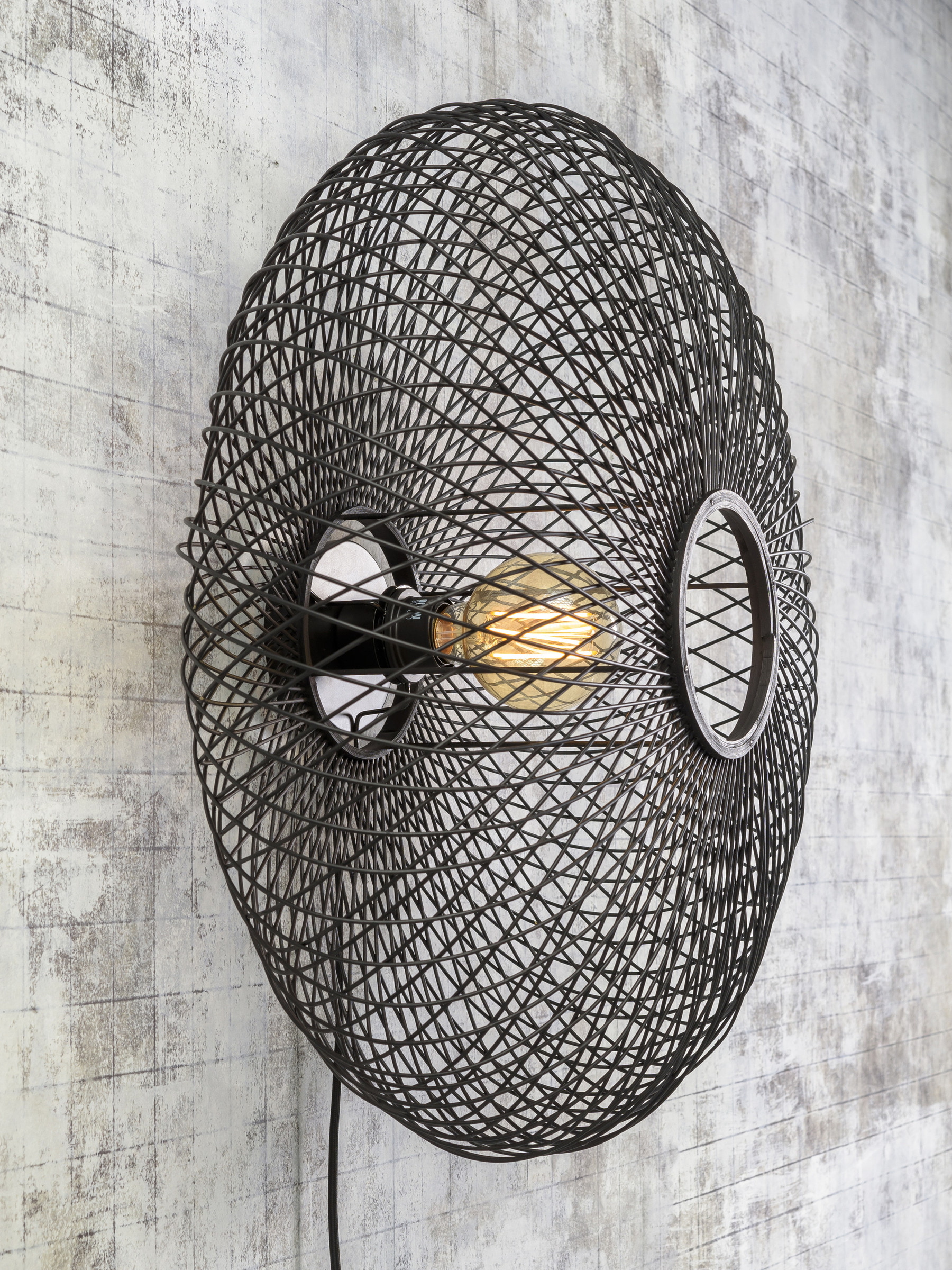 GOOD&MOJO Wandlamp 'Cango' Bamboe, 60cm, kleur Zwart
