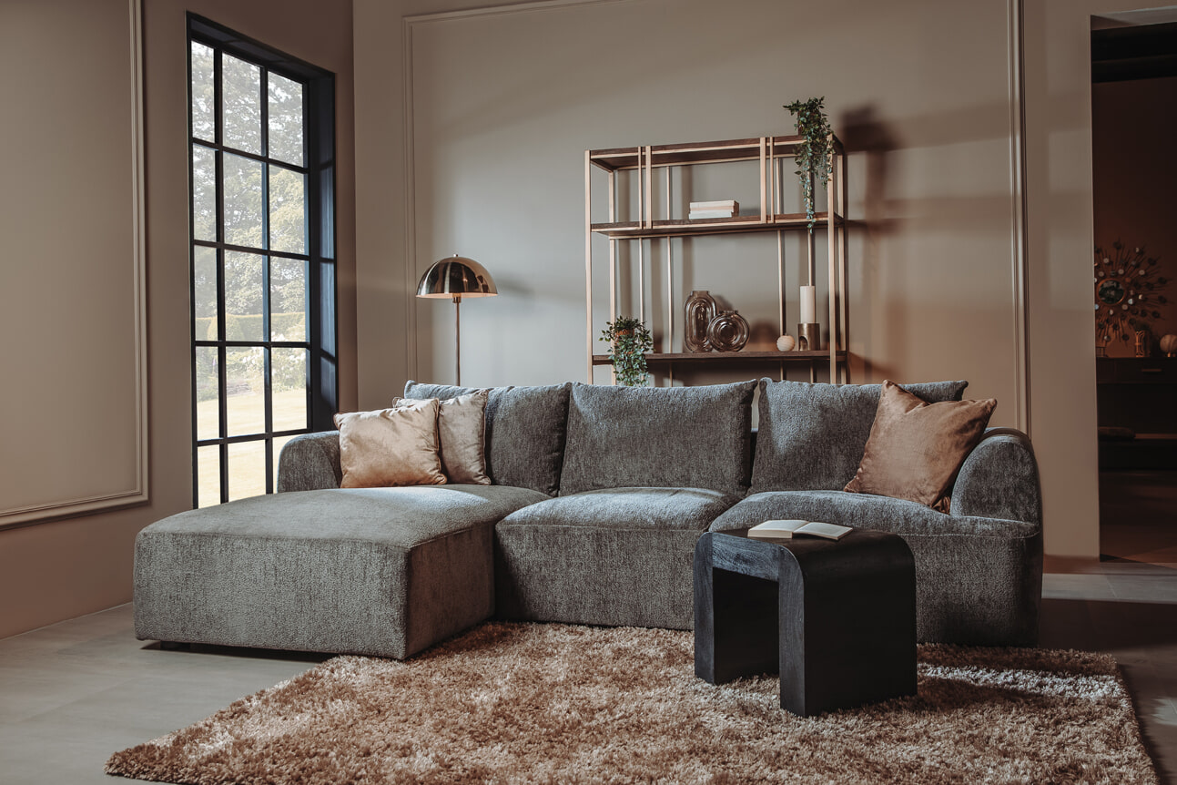 Sohome 2,5-zits Loungebank 'Richard' Links, Chenille, kleur Grijs