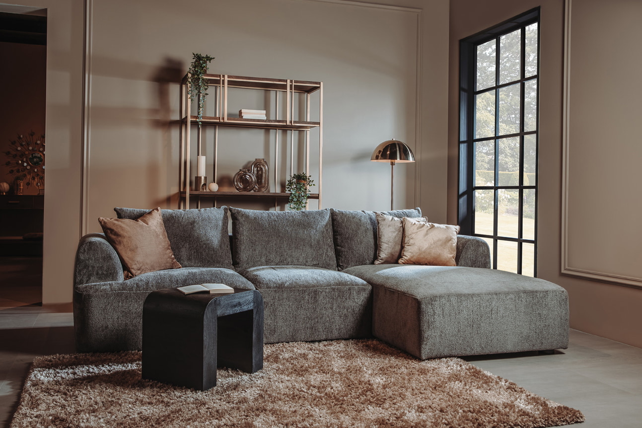 Sohome 2,5-zits Loungebank 'Richard' Rechts, Chenille, kleur Grijs
