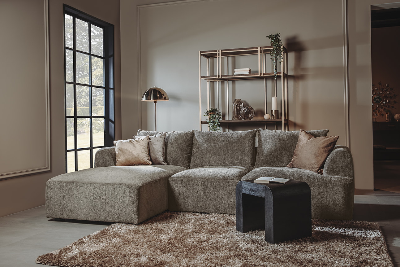 Sohome 2,5-zits Loungebank 'Richard' Links, Chenille, kleur Taupe