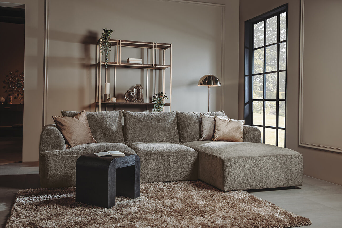 Sohome 2,5-zits Loungebank 'Richard' Rechts, Chenille, kleur Taupe