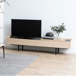 Bendt TV-meubel 'Carli' 200cm, kleur Eiken Whitewash / Zwart
