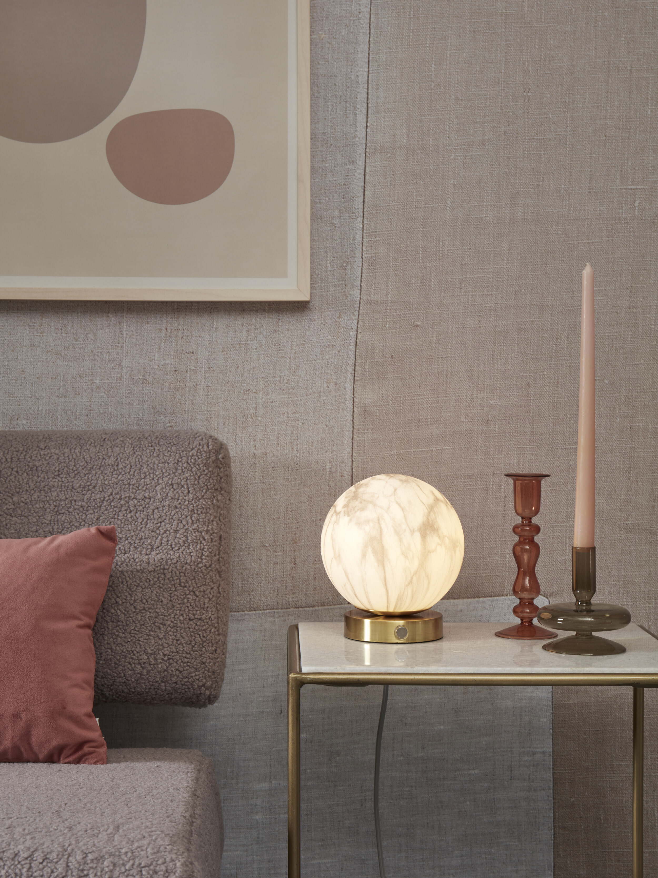 its about RoMi Tafellamp 'Carrara' Glas, Marmerlook, kleur Wit
