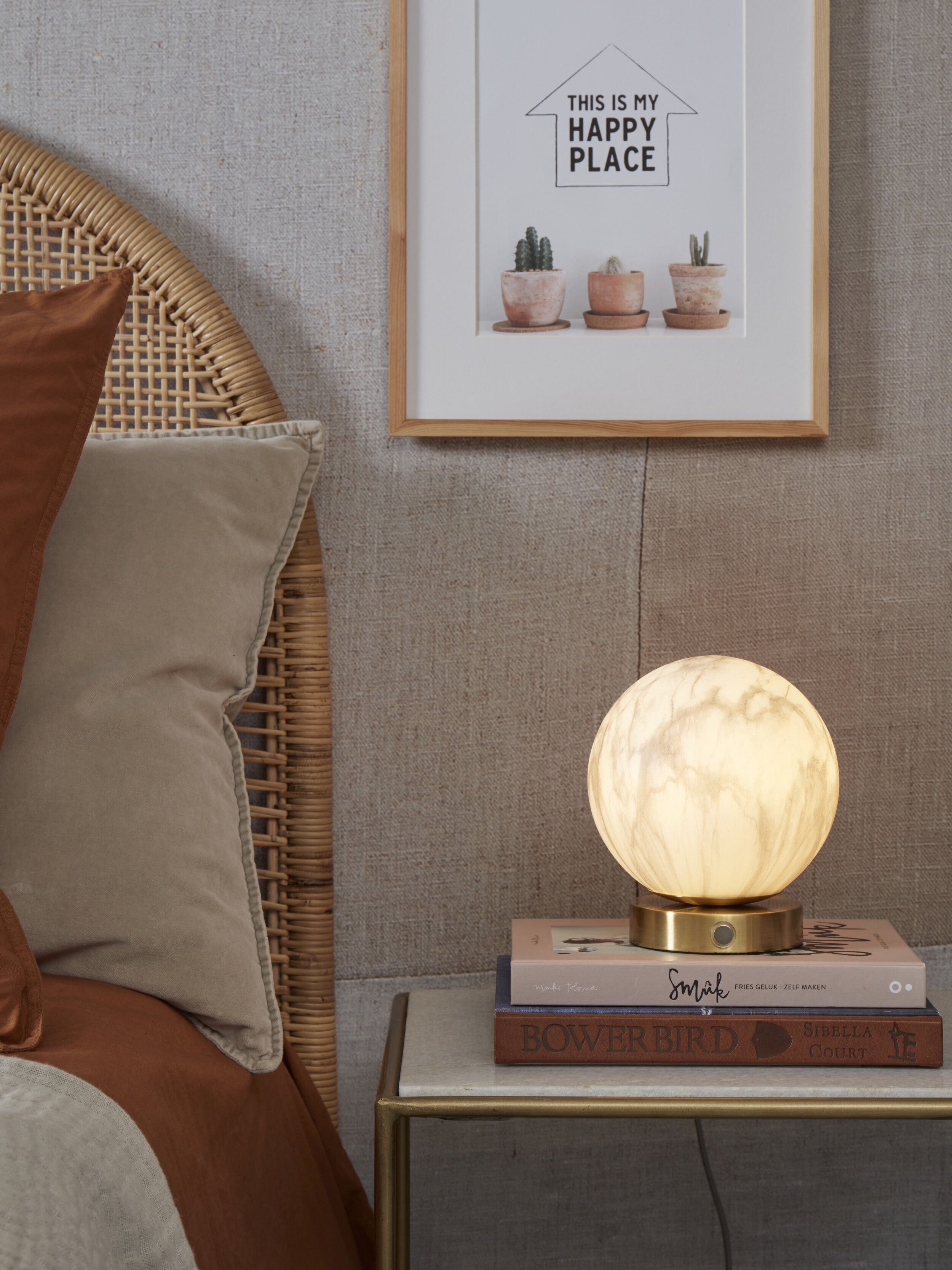 its about RoMi Tafellamp 'Carrara' Glas, Marmerlook, kleur Wit