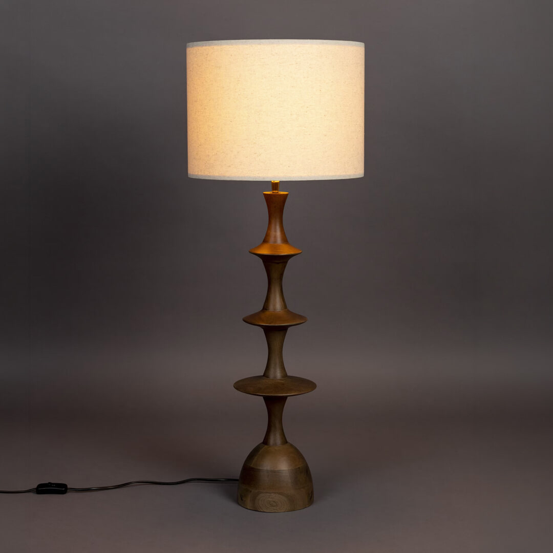 Dutchbone Tafellamp 'Cath' Mangohout en linnen