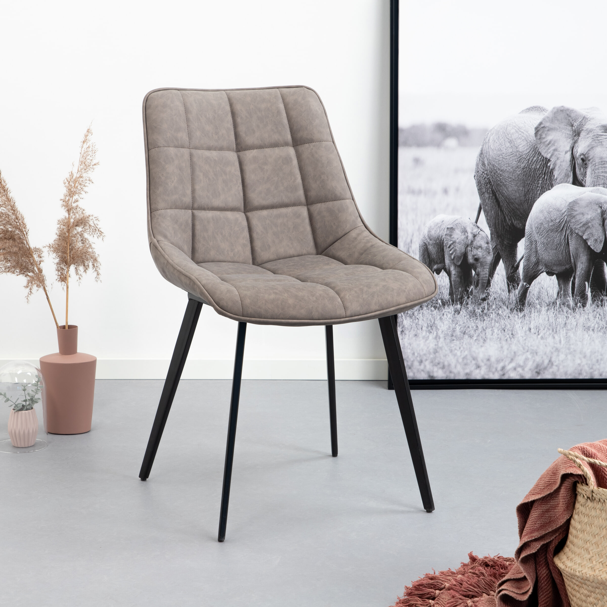 Kave Home Eetkamerstoel 'Adam', kleur taupe