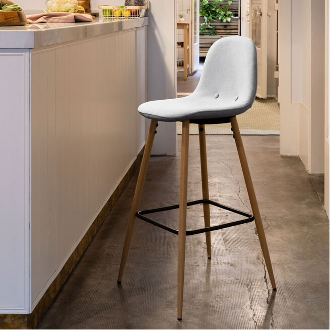 Kave Home Barstoel 'Nolite' kleur Lichtgrijs (zithoogte 65cm)