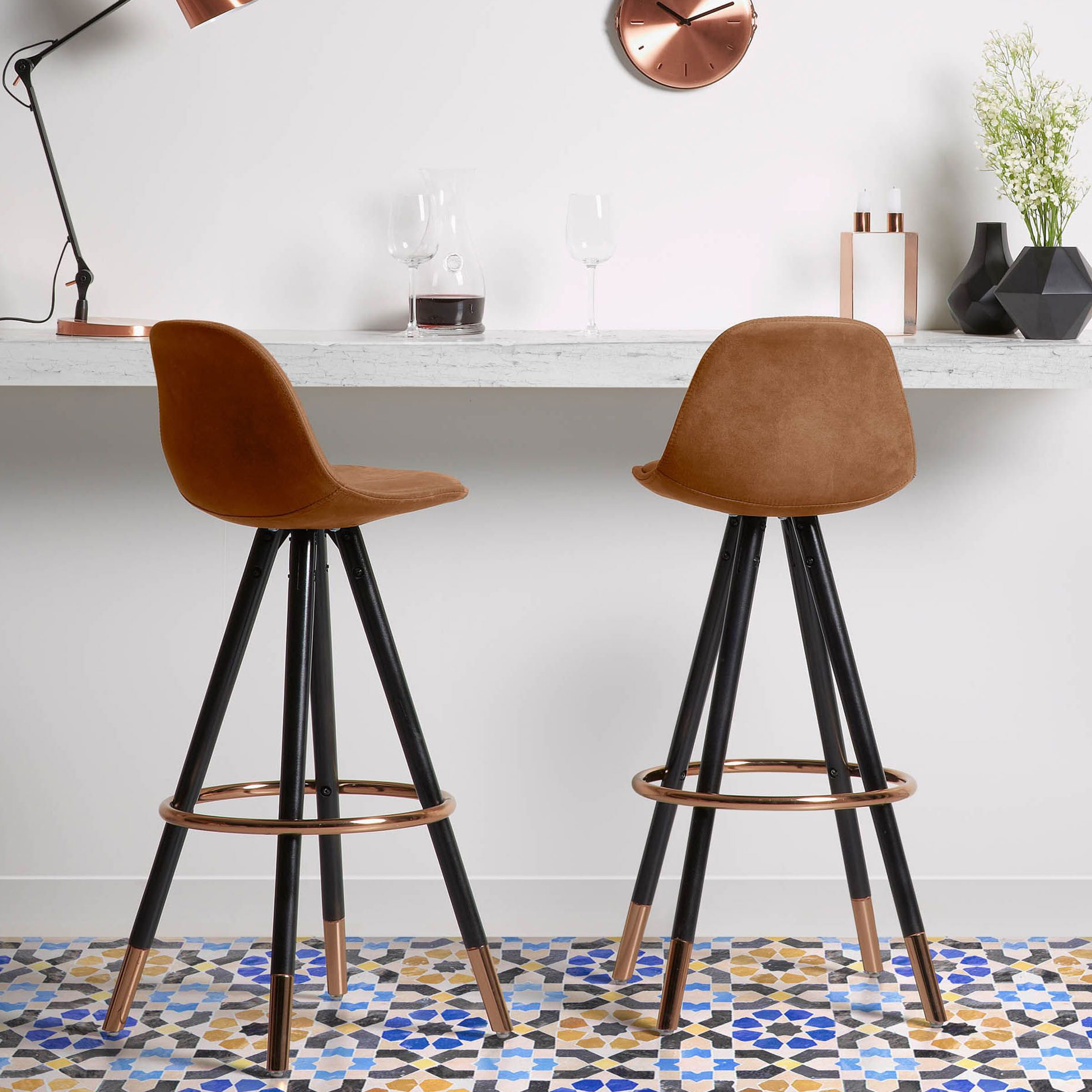 Kave Home Barkruk Slad Copper (zithoogte 75cm)