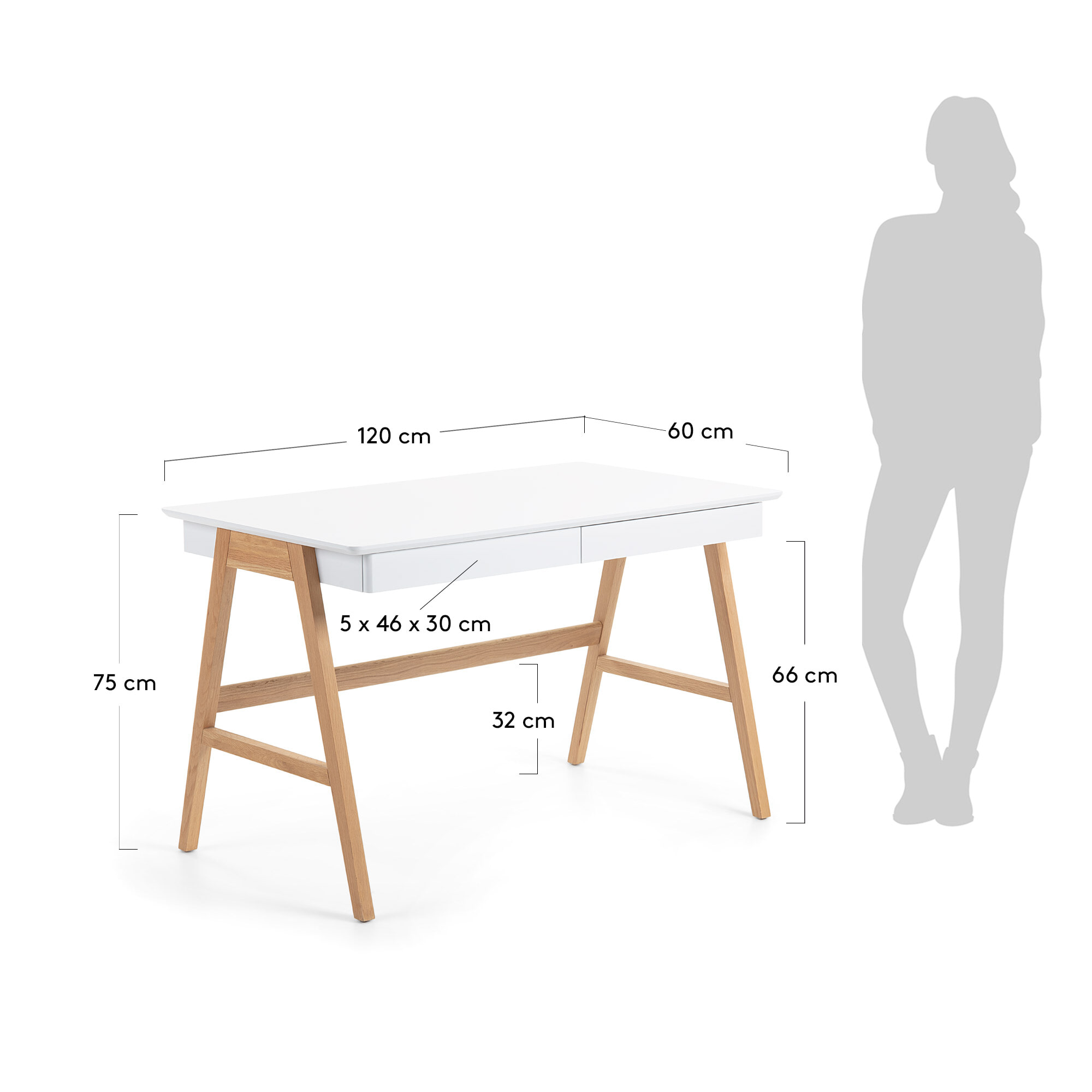 Kave Home Bureau 'Dyana' kleur Naturel / Wit