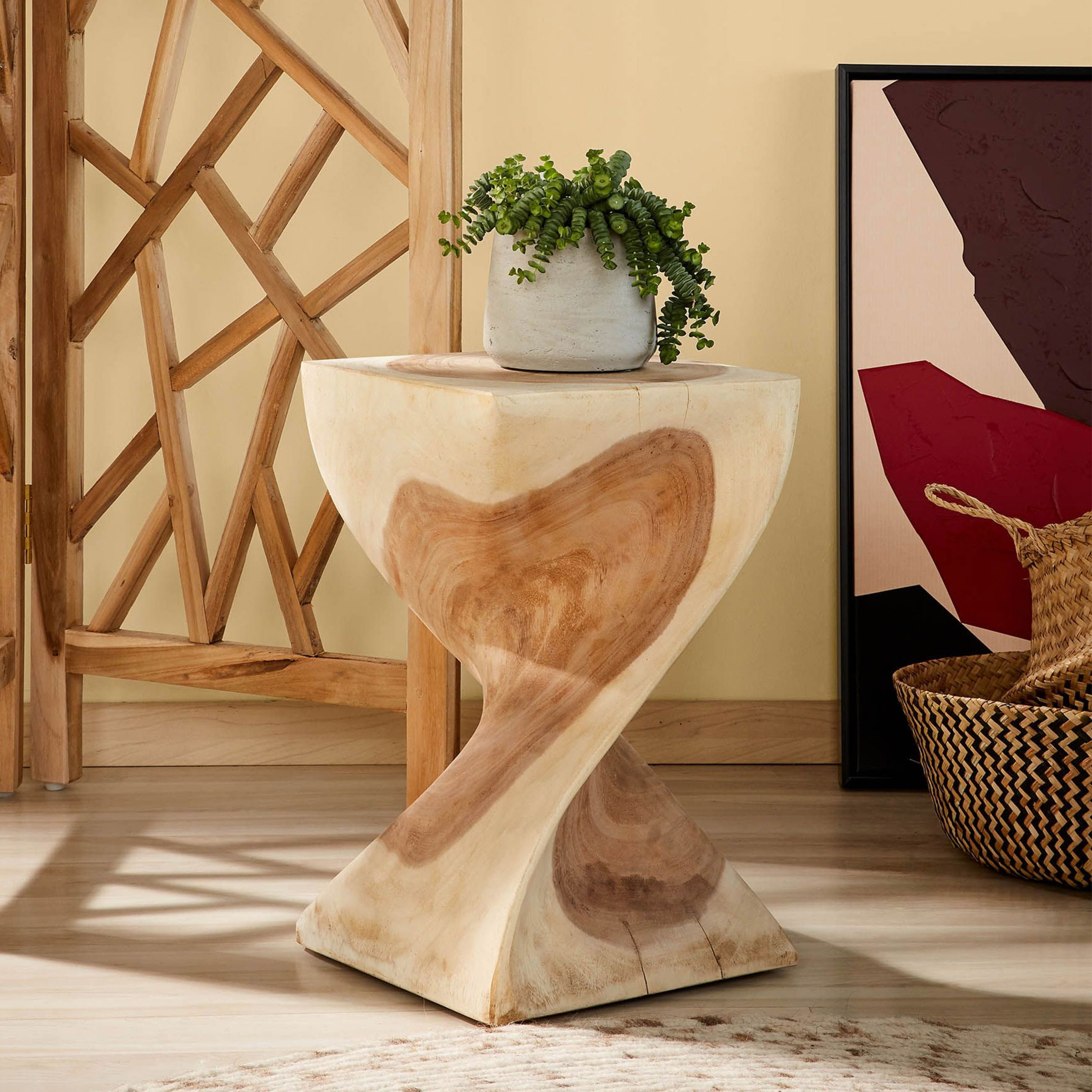 Kave Home Bijzettafel Hakon 30cm - Naturel - Vierkant
