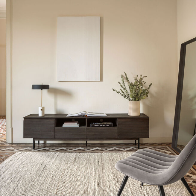Kave Home Tv-meubel 'Indiann', 210cm, kleur Grijs