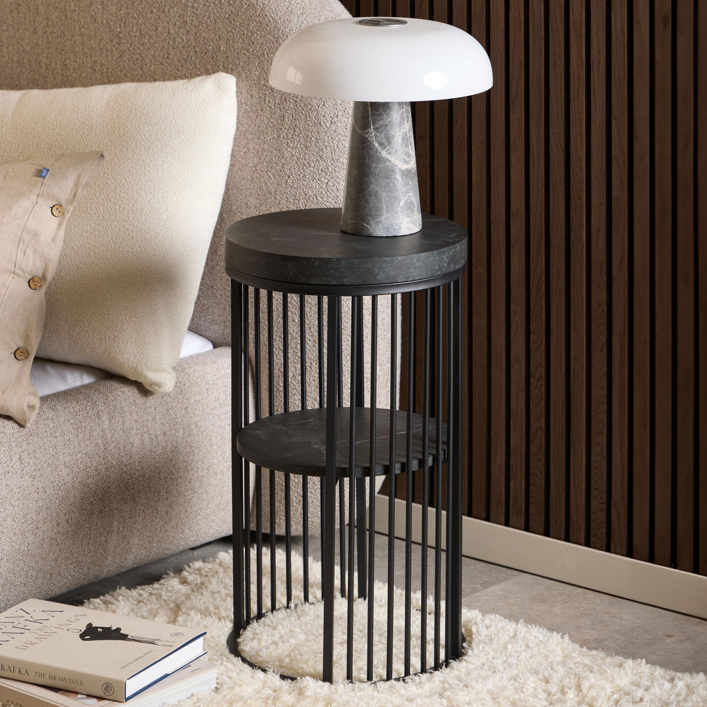 Bendt Rond Nachtkastje 'Esme' Marmerlook, 35cm