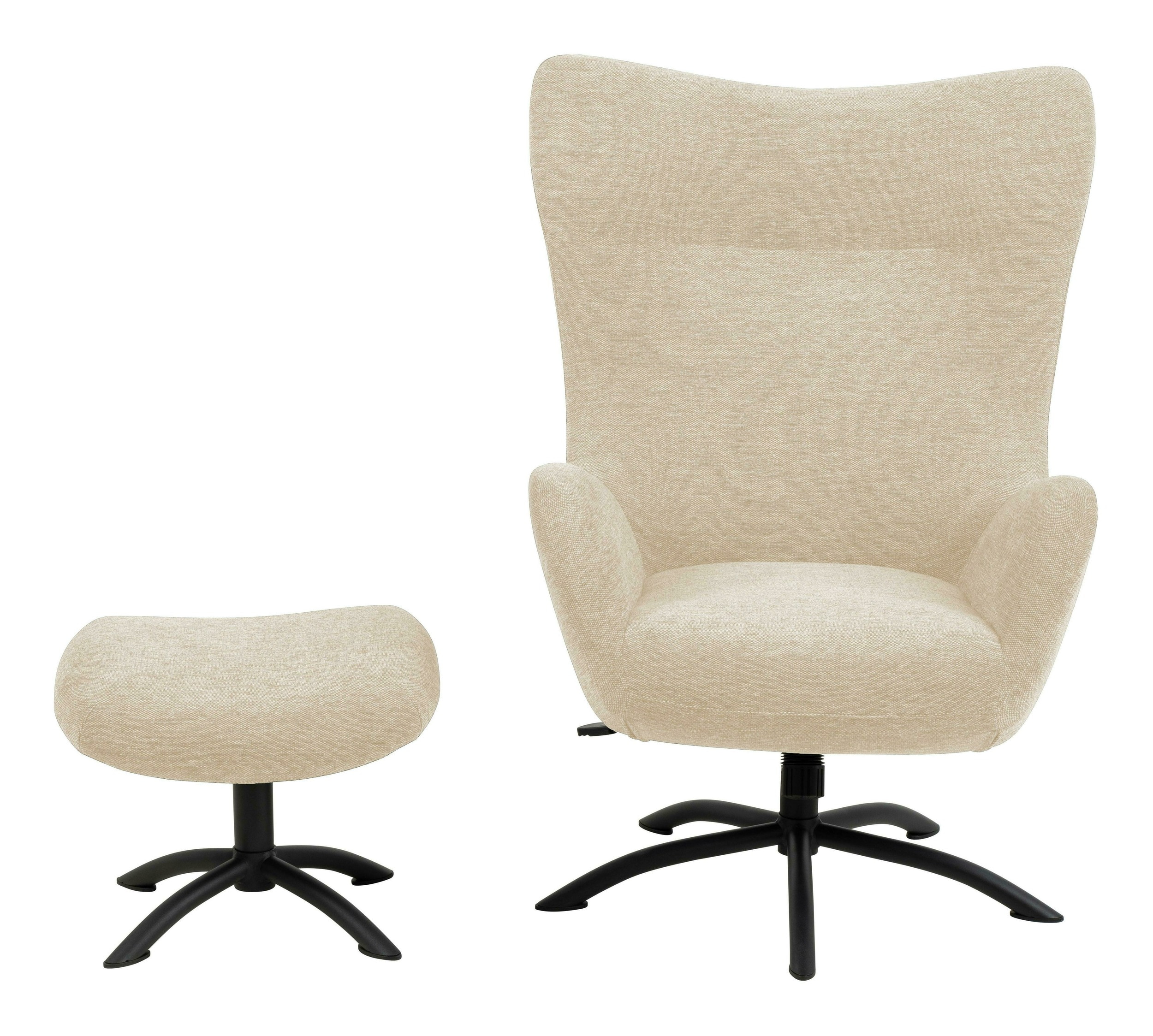 Bendt Draaifauteuil 'Keaton' met voetenbankje, kleur Beige