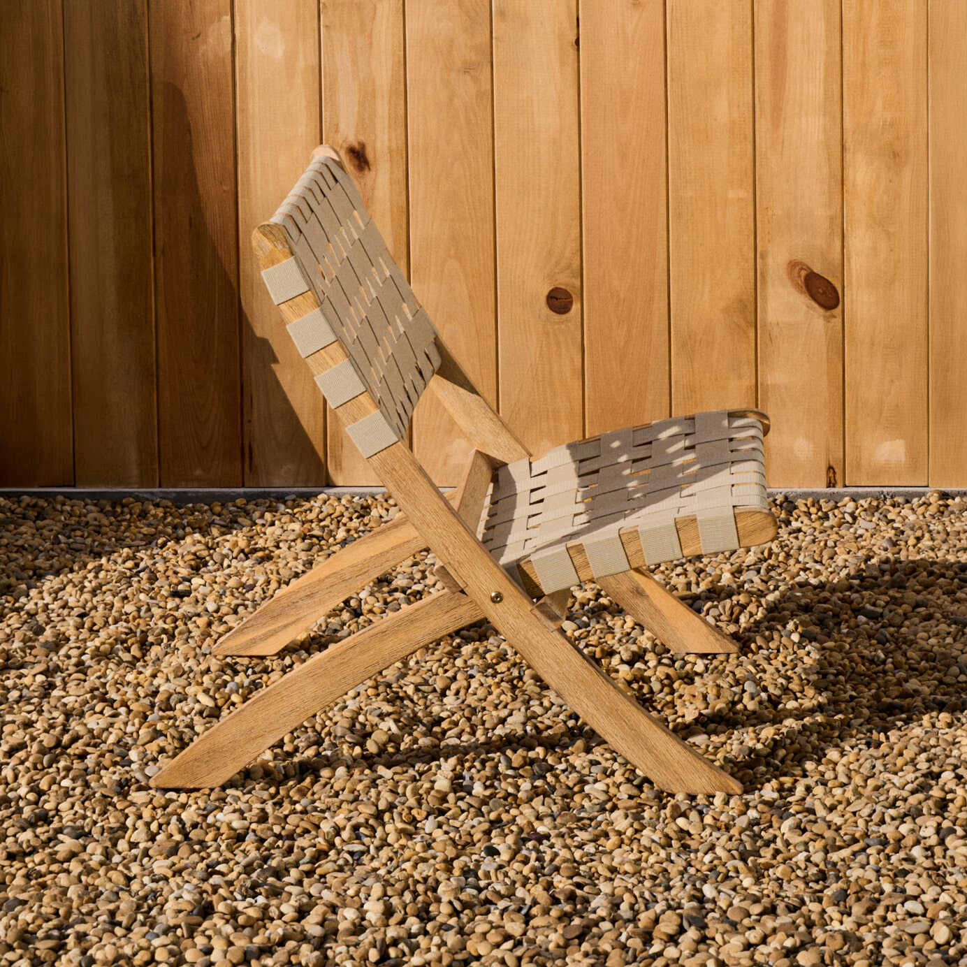 Kave Home Fauteuil 'Chabeli' Acaciahout, kleur Crème