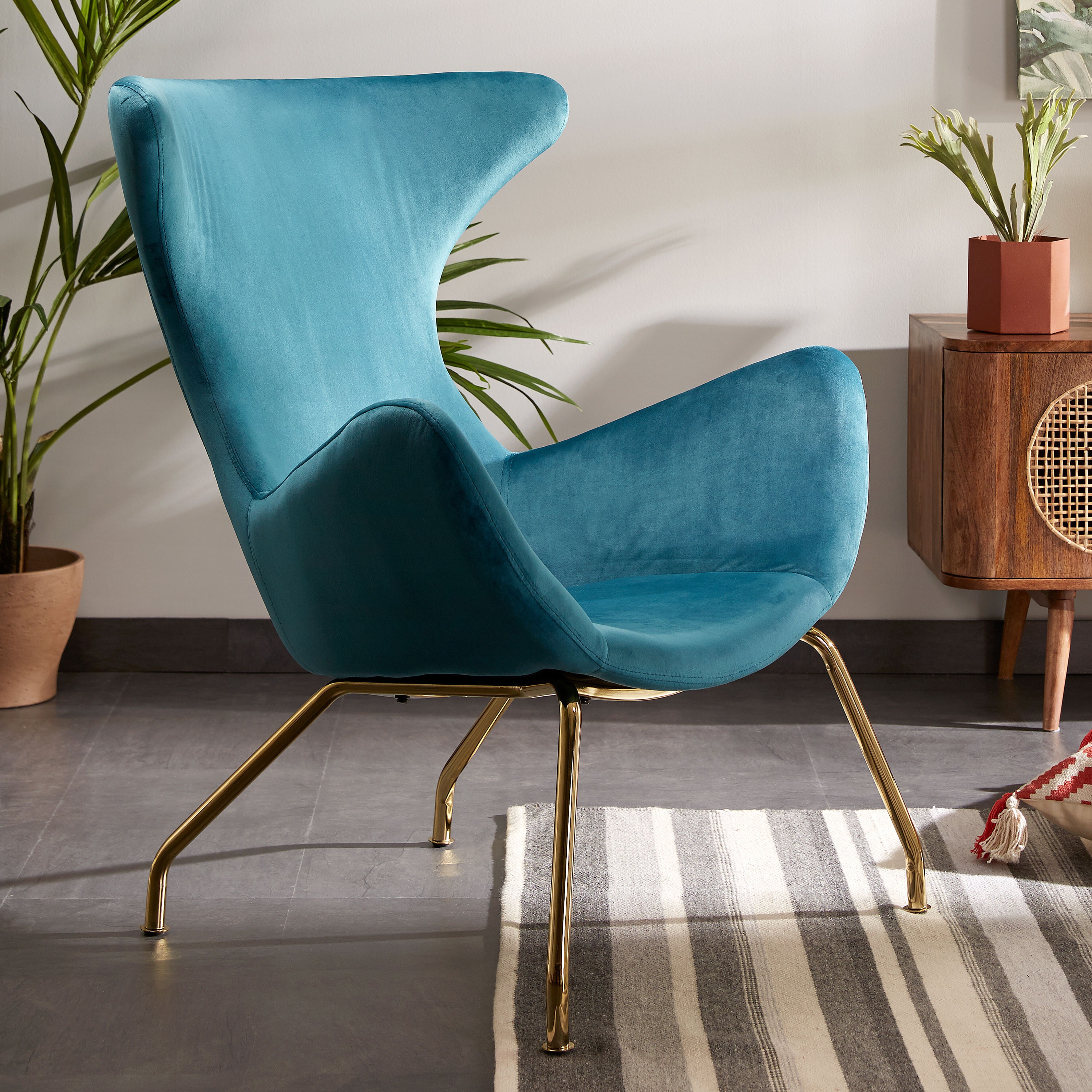 Kave Home Fauteuil 'Chleo' Velvet, kleur blauwgroen