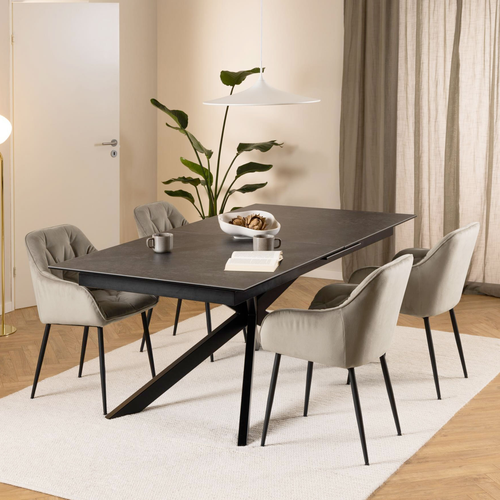 Sohome Uitschuifbare Eettafel Dominique - Keramiek 200-240 x 100cm - Zwart