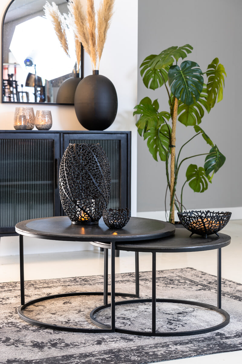 Light & Living Salontafel 'Talca' Set van 2 stuks, 67/75cm, kleur Antiek Lood
