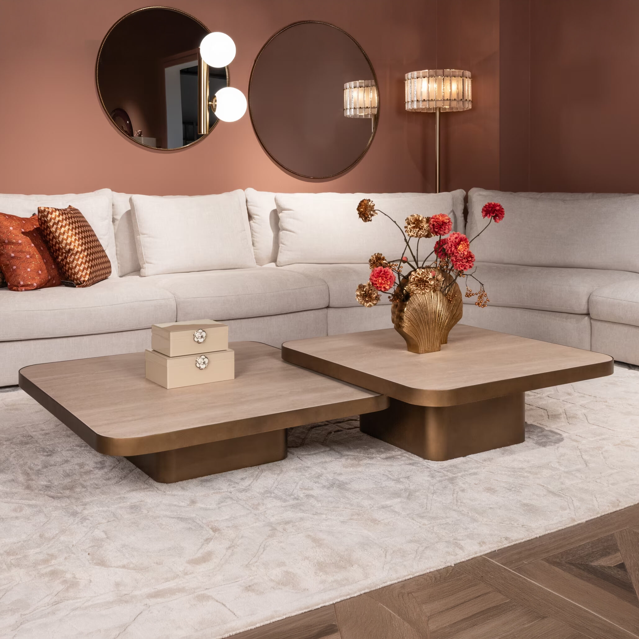 Richmond Salontafel 'Claridge' Keramiek in travertin-look, set van 2 stuks