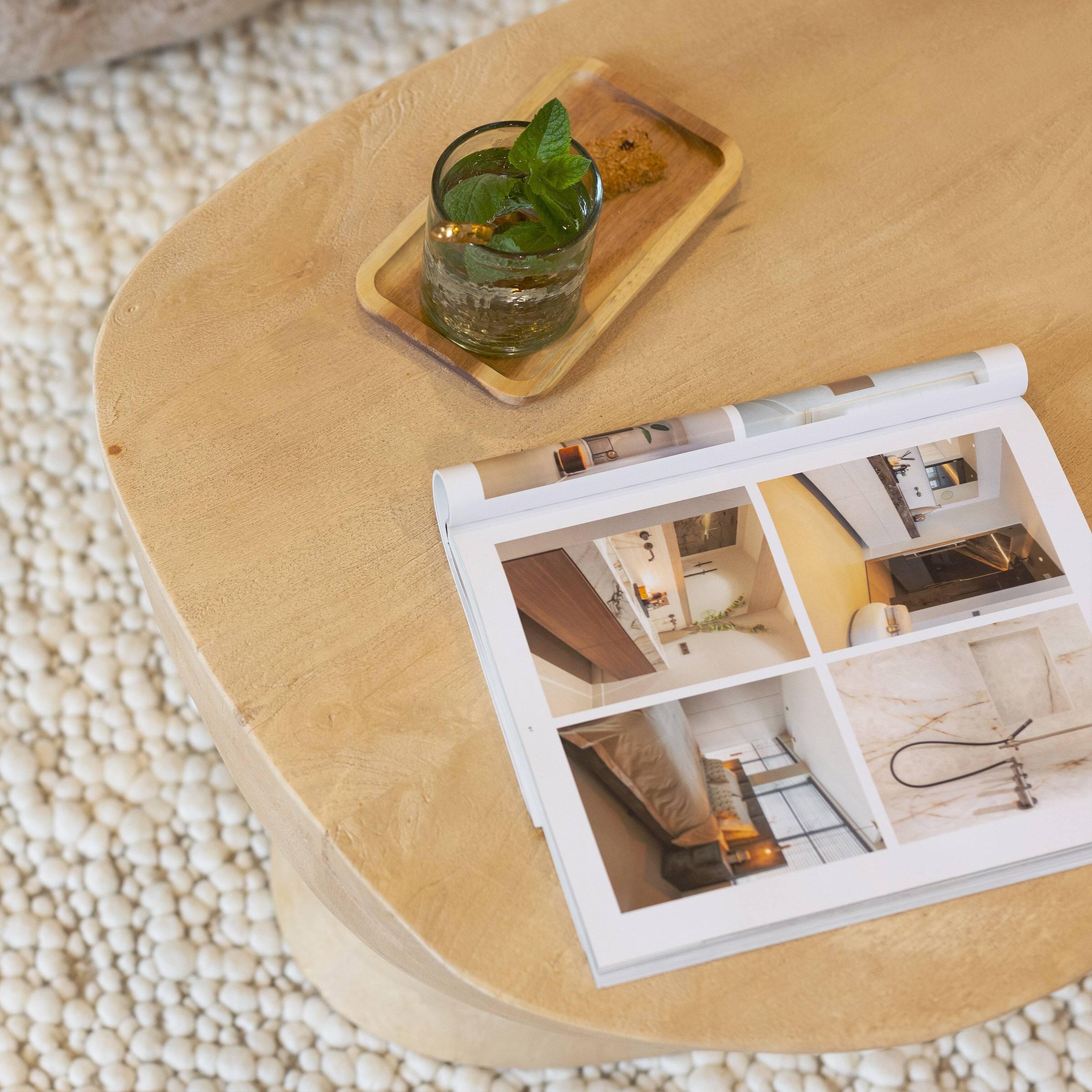 By-Boo Salontafel 'Cobble' Mangohout, 75 x 59cm, kleur Naturel