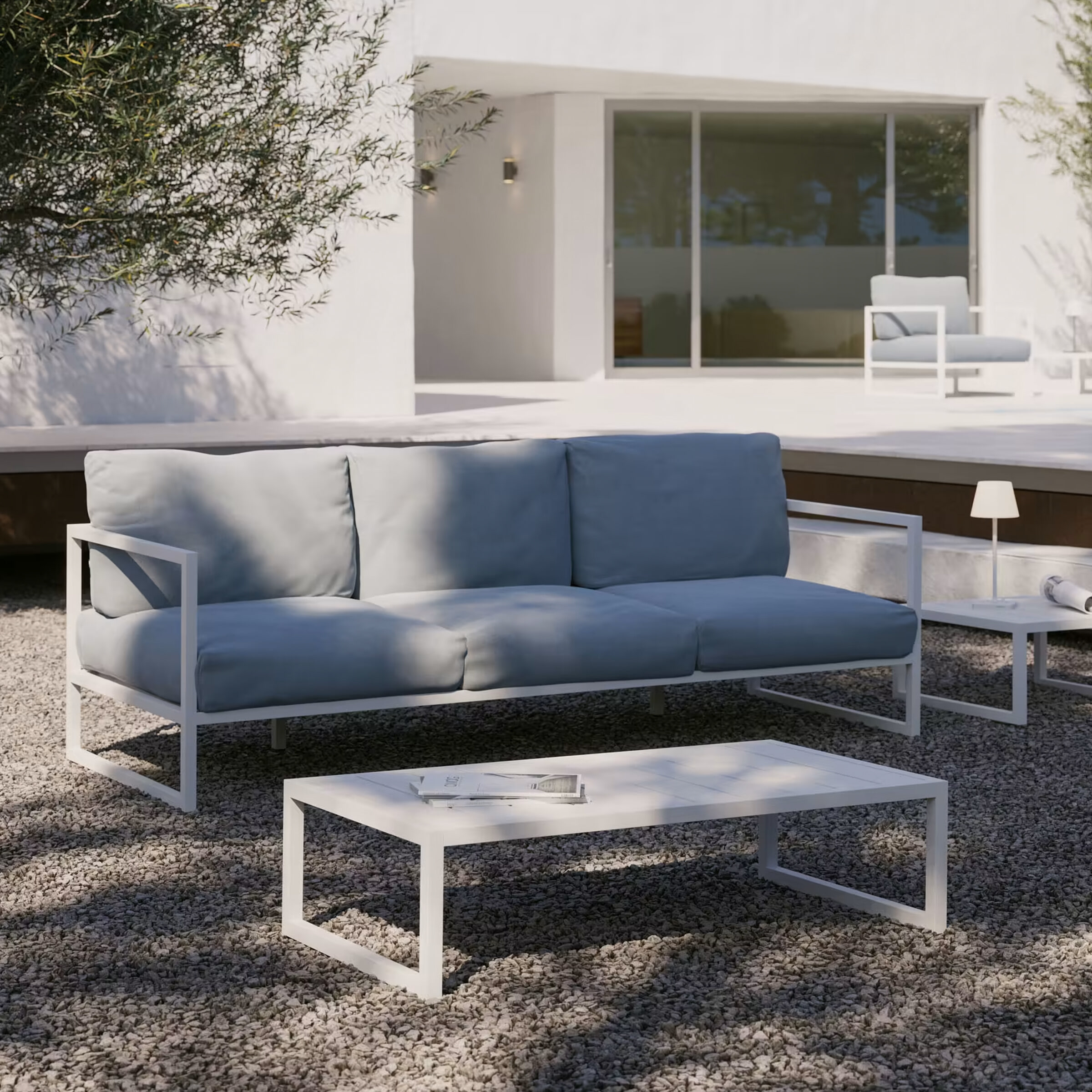 Kave Home 3-zits Tuinbank 'Comova' 225cm, kleur Blauw
