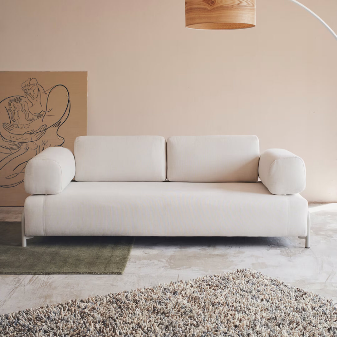 Kave Home 3-zits Bank Compo Chenille, Met armleuning - Beige